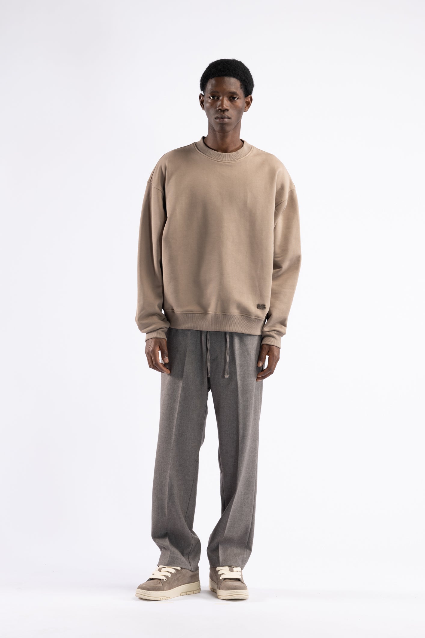 Felpa girocollo oversize - Tortora