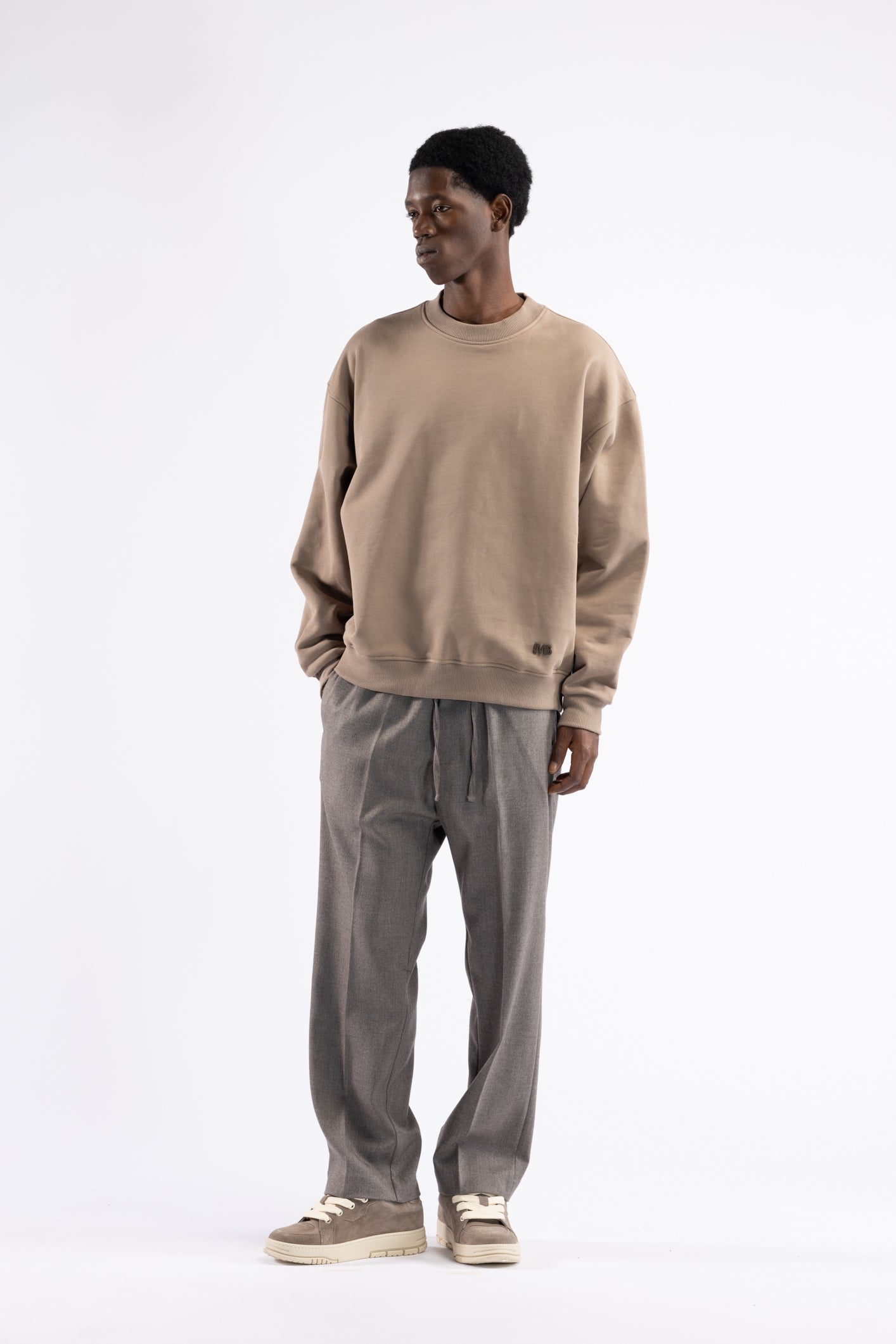 Felpa girocollo oversize - Tortora
