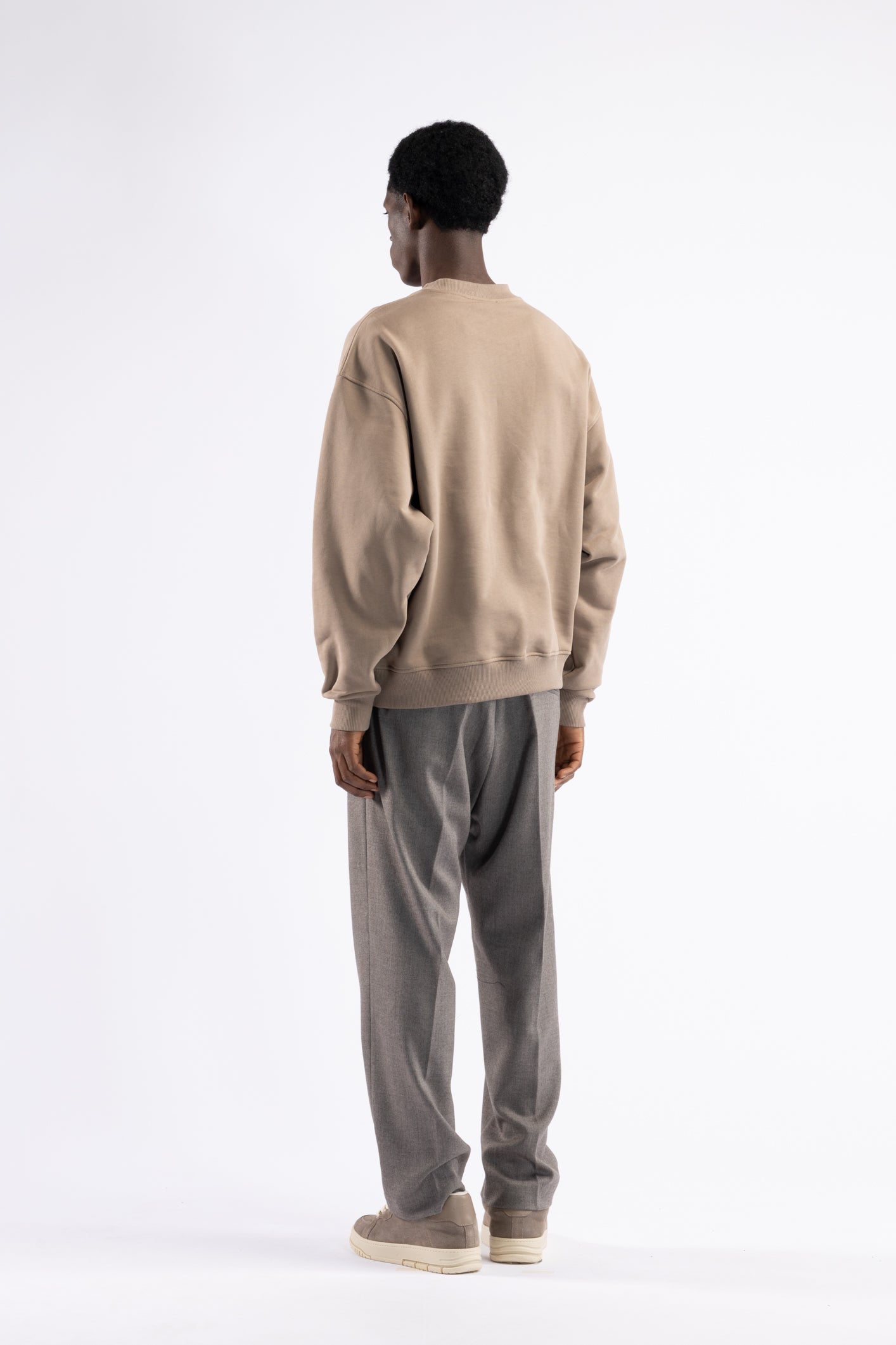 Felpa girocollo oversize - Tortora