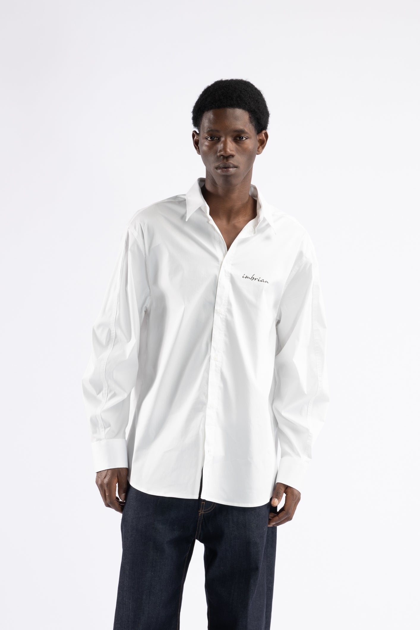 Camicia oversize in cotone con stampa - Bianco