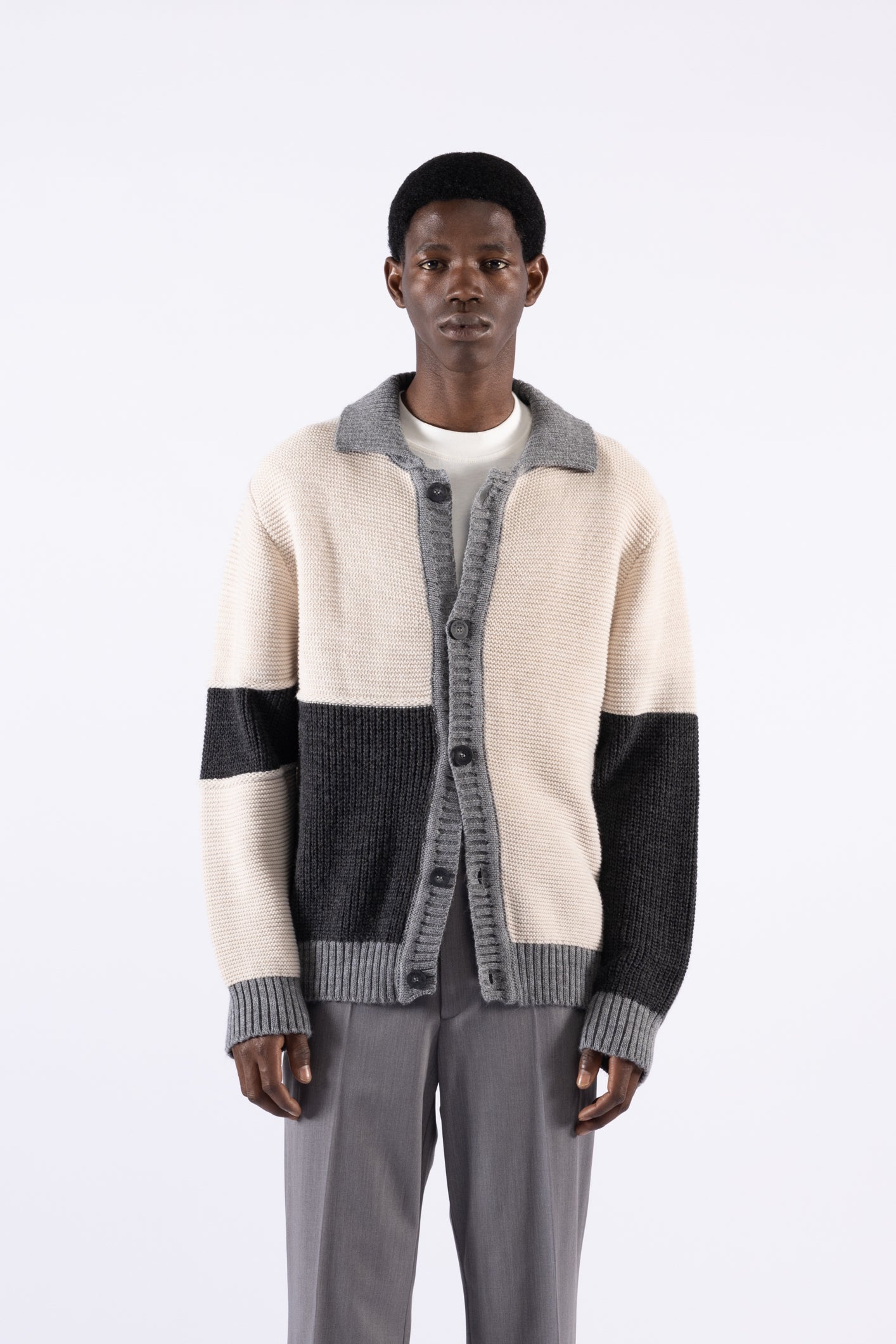 Cardigan in lana patchwork