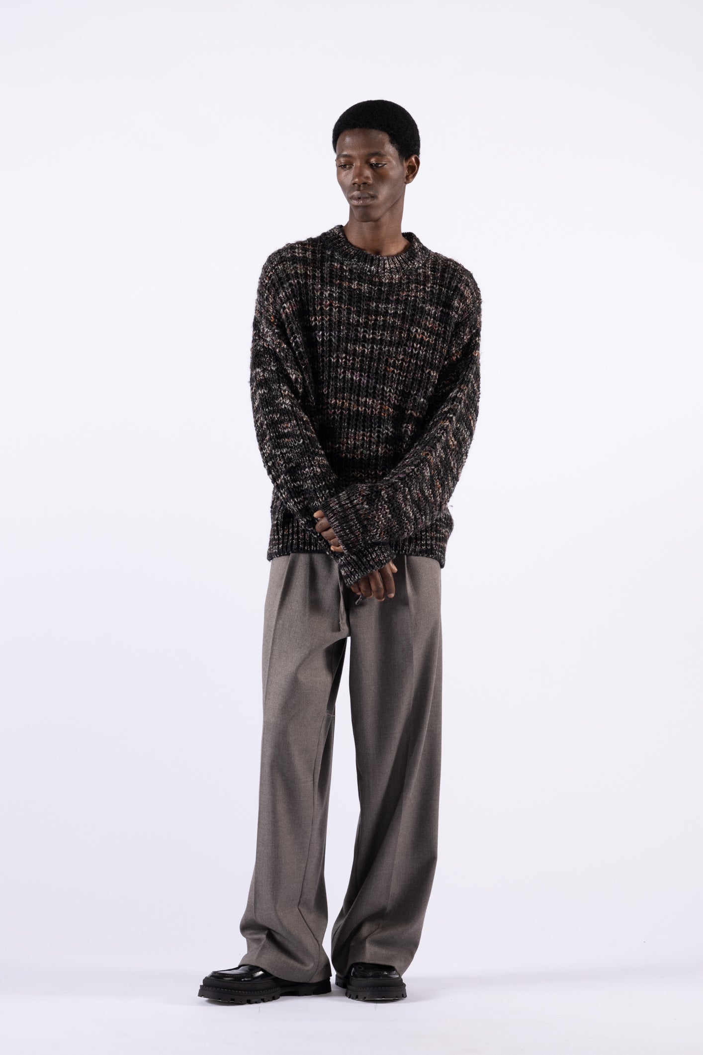 pull oversize chiné à col rond