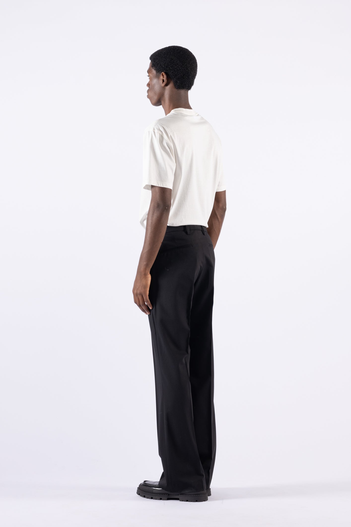 Pantalone flare in misto lana - Nero