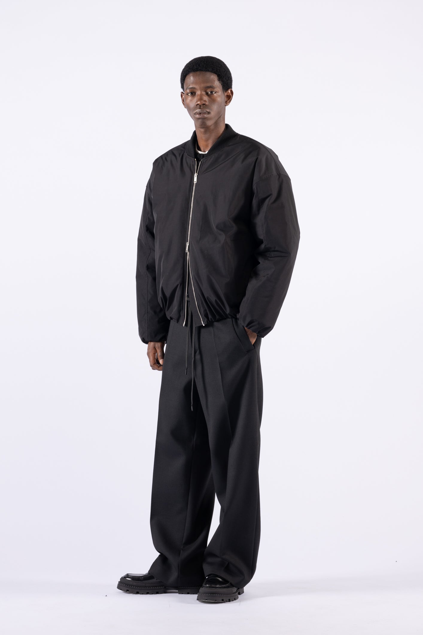 Bomber oversize in nylon - Nero