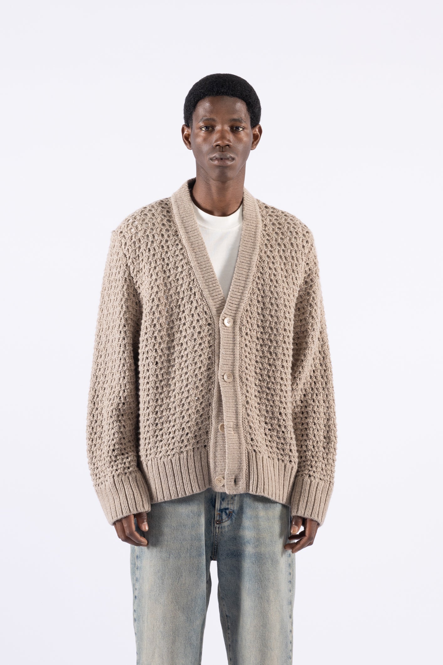 Gilet oversize ajouré - Beige