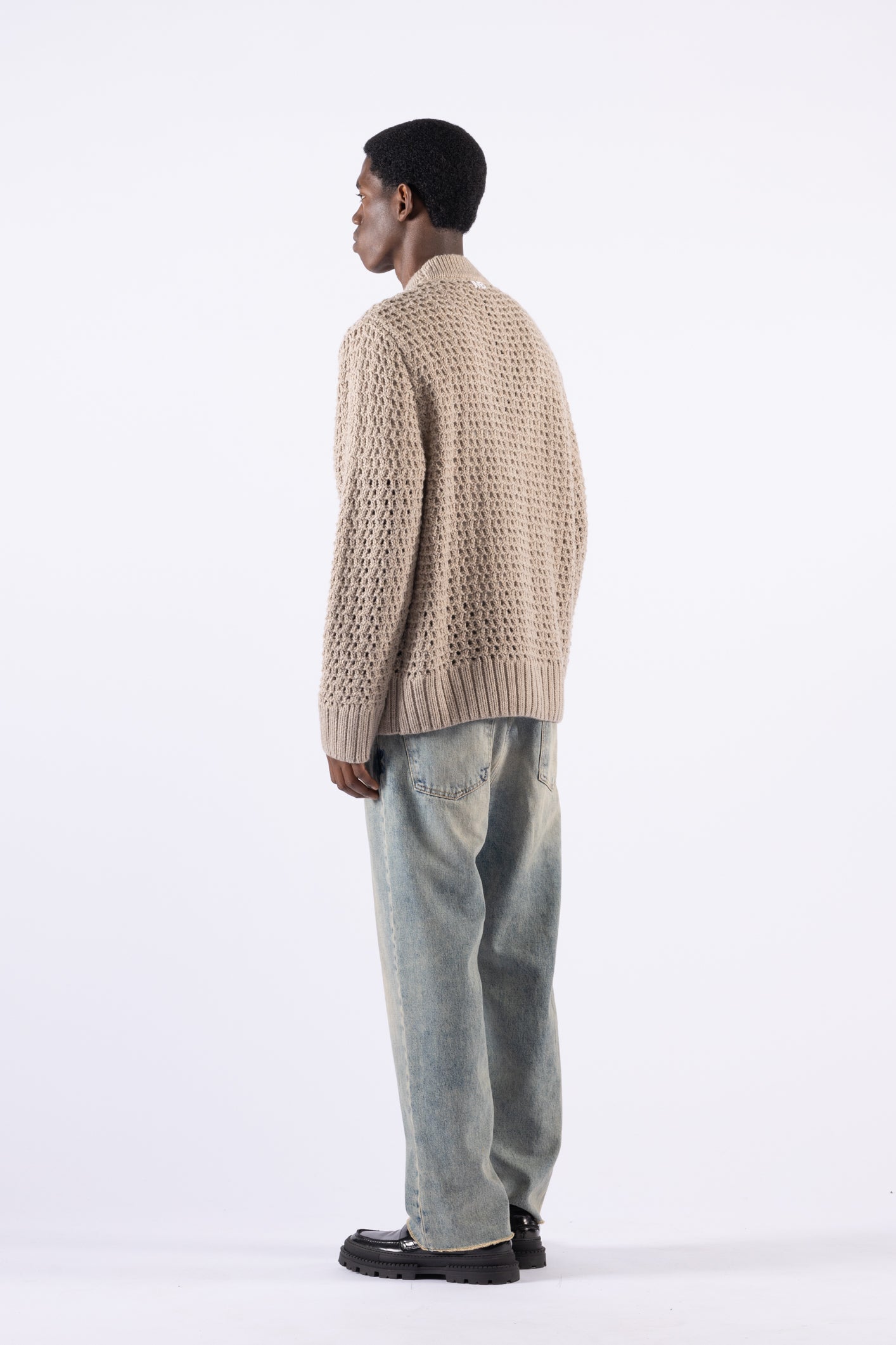Cardigan oversize traforato - Beige