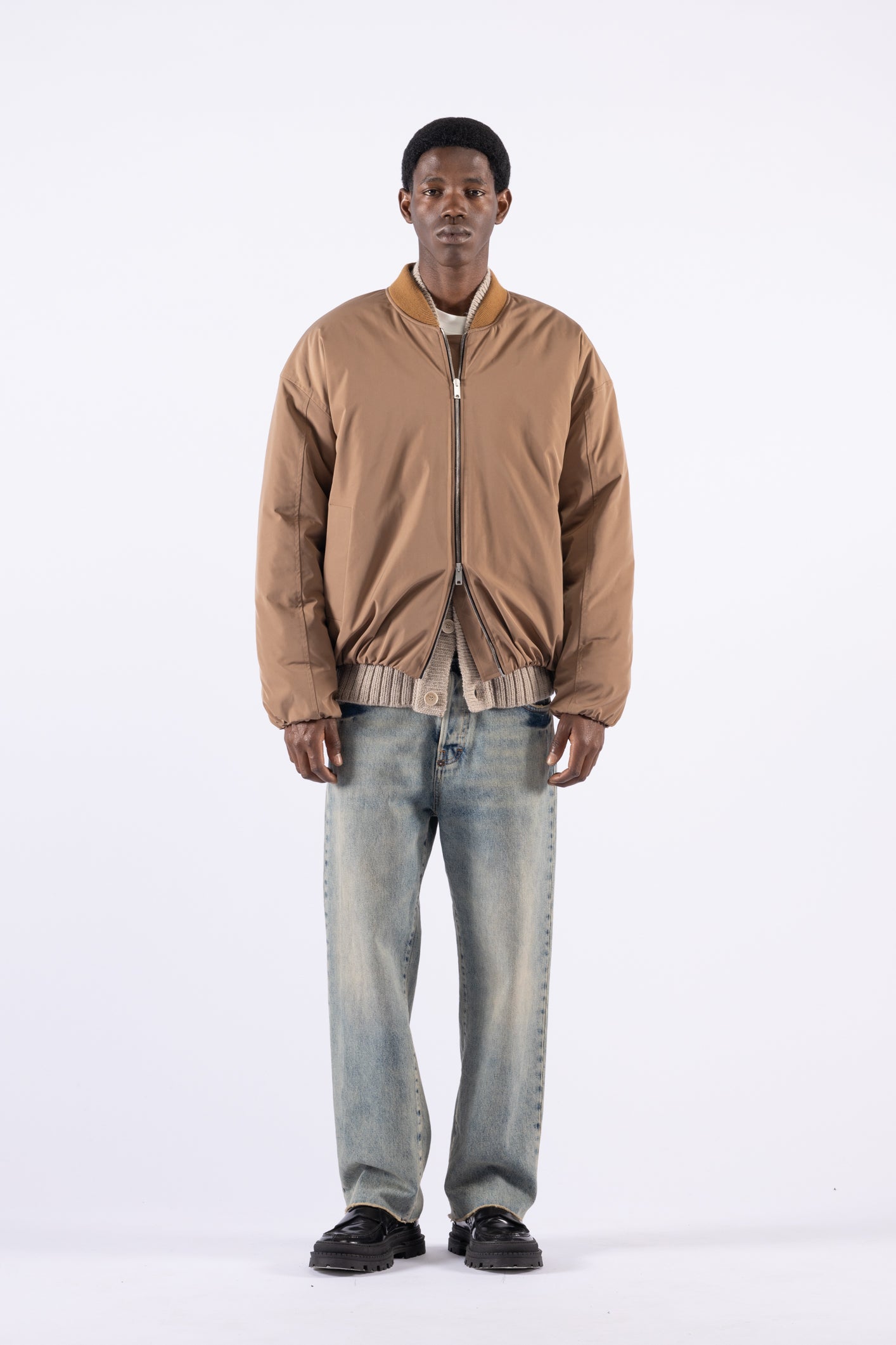 Bomber oversize in nylon - Tabacco