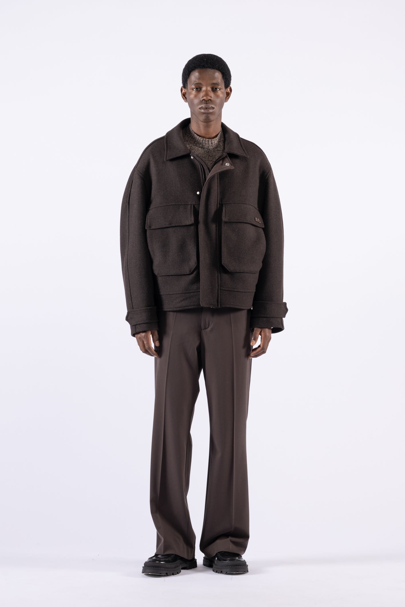 Veste oversize en laine avec poches - Moro