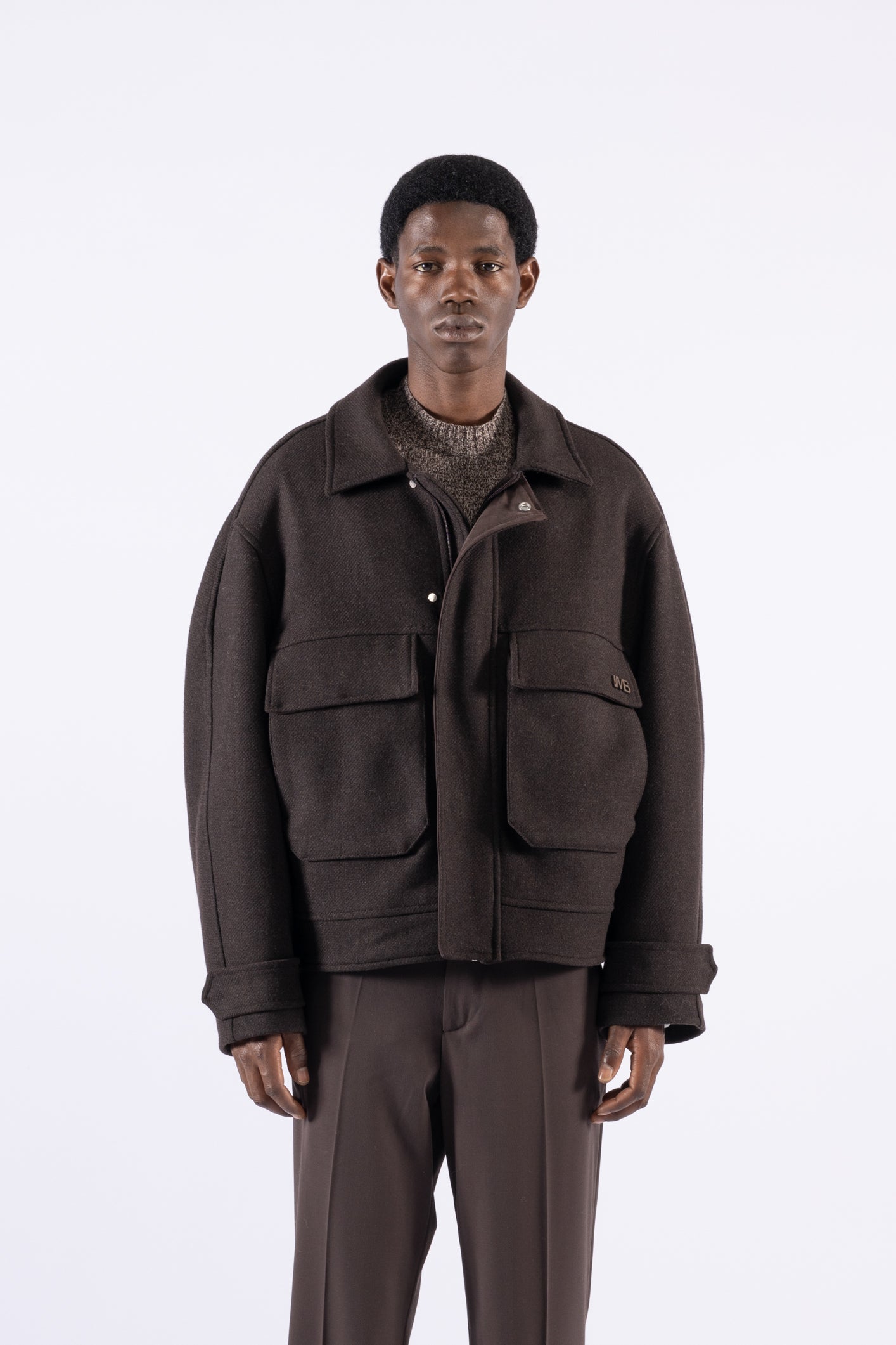 Veste oversize en laine avec poches - Moro