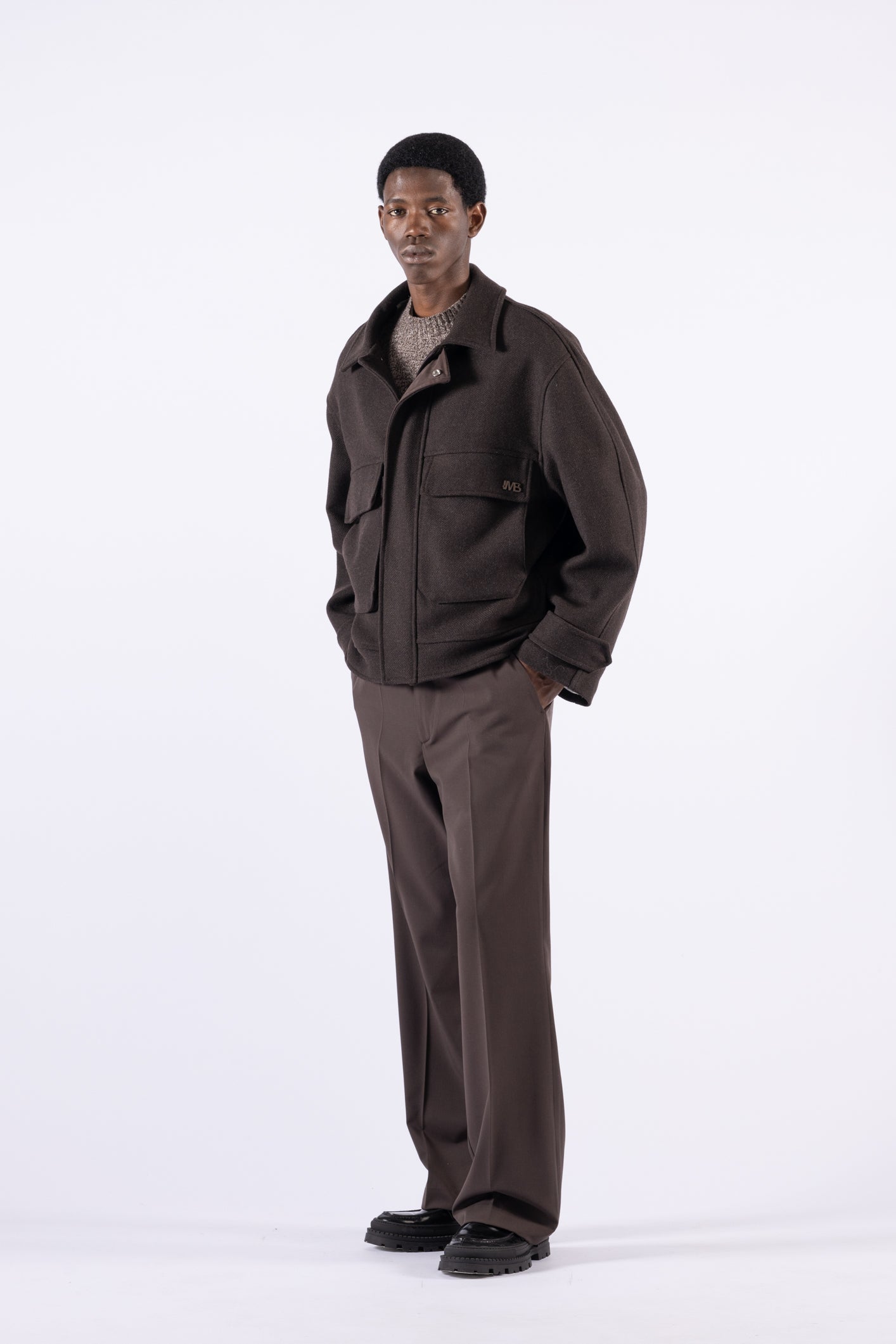 Veste oversize en laine avec poches - Moro