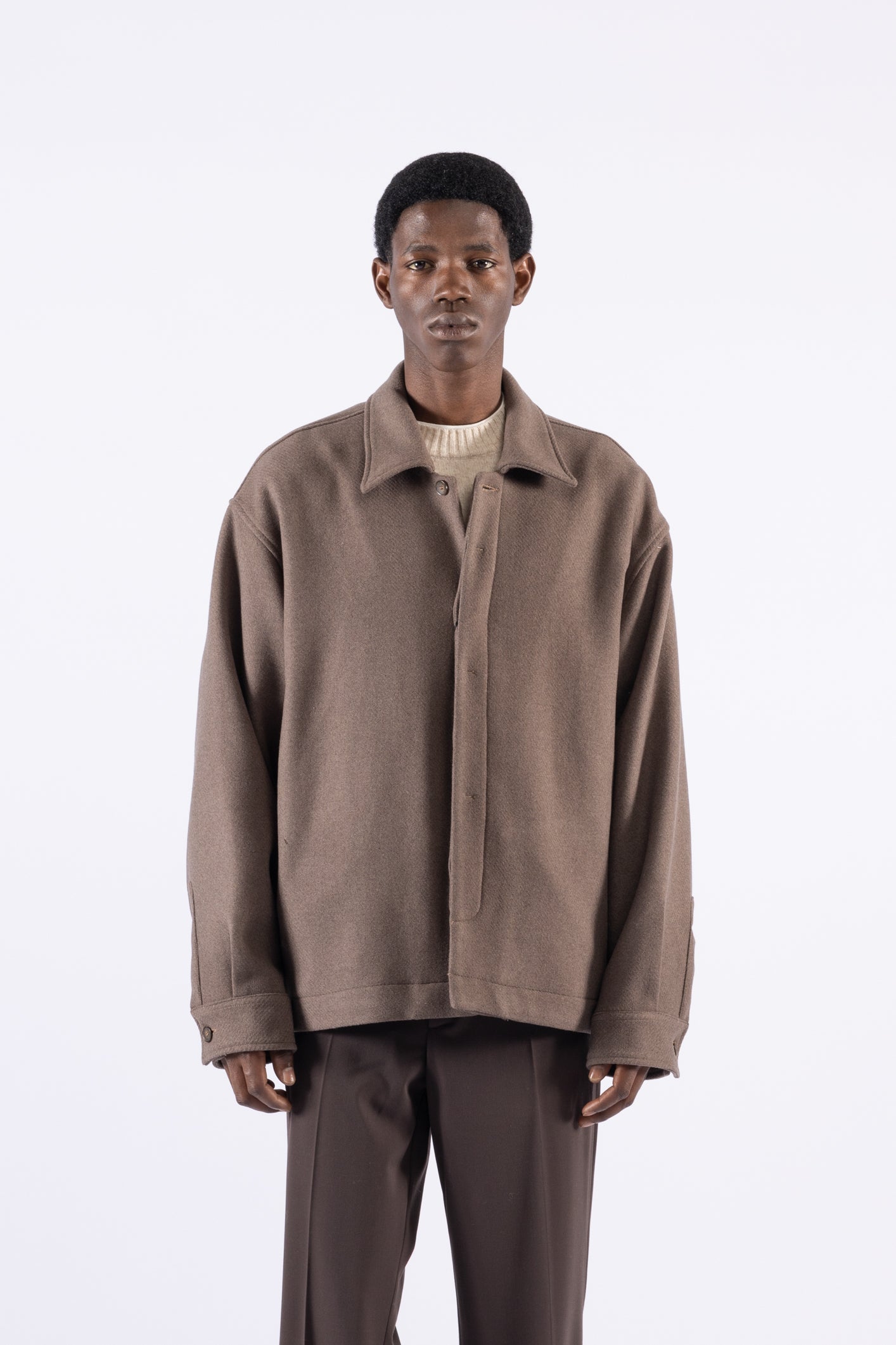 Giacca camicia in lana - Moro