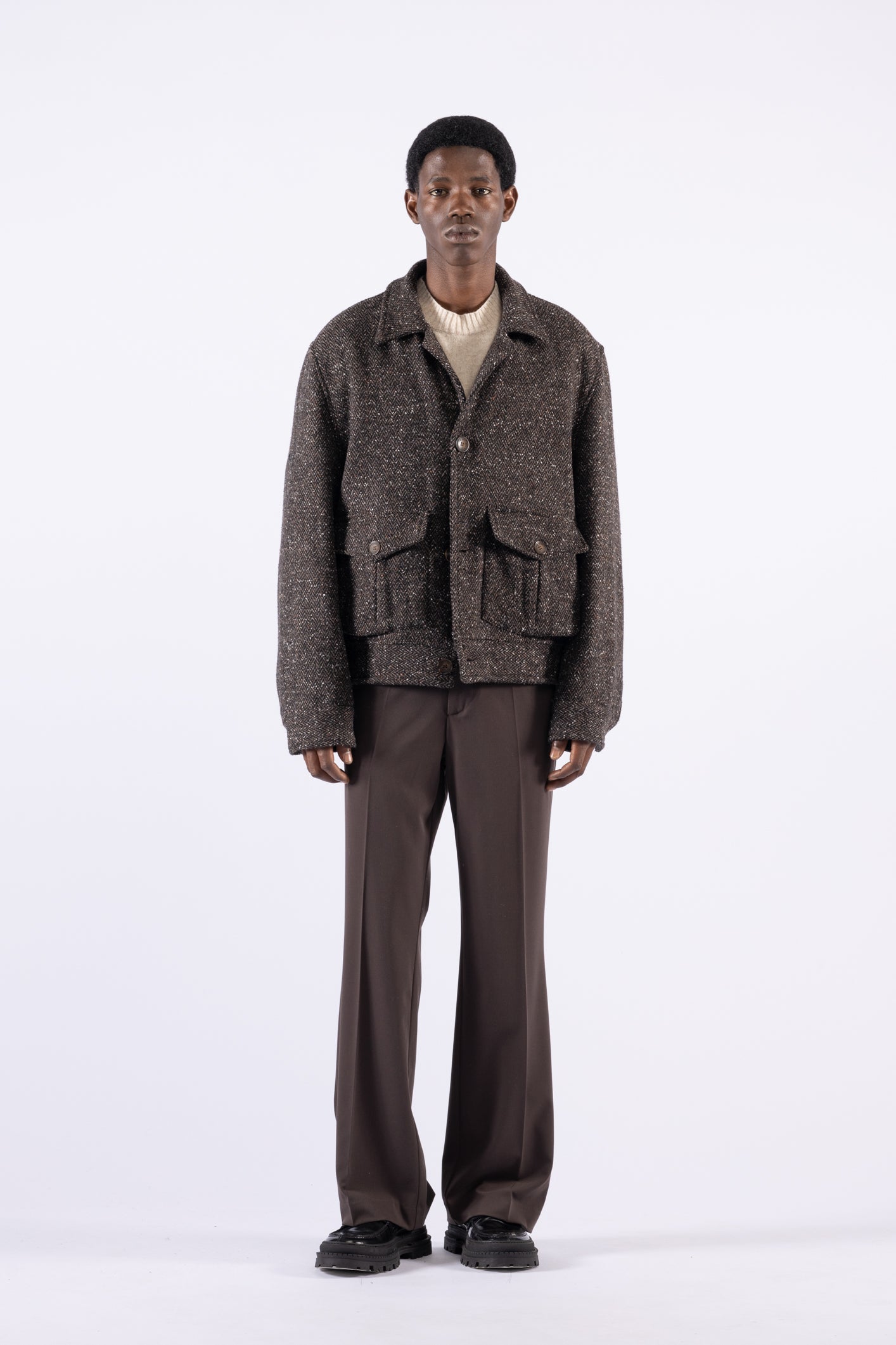 Veste en laine et soie avec poches - Moro