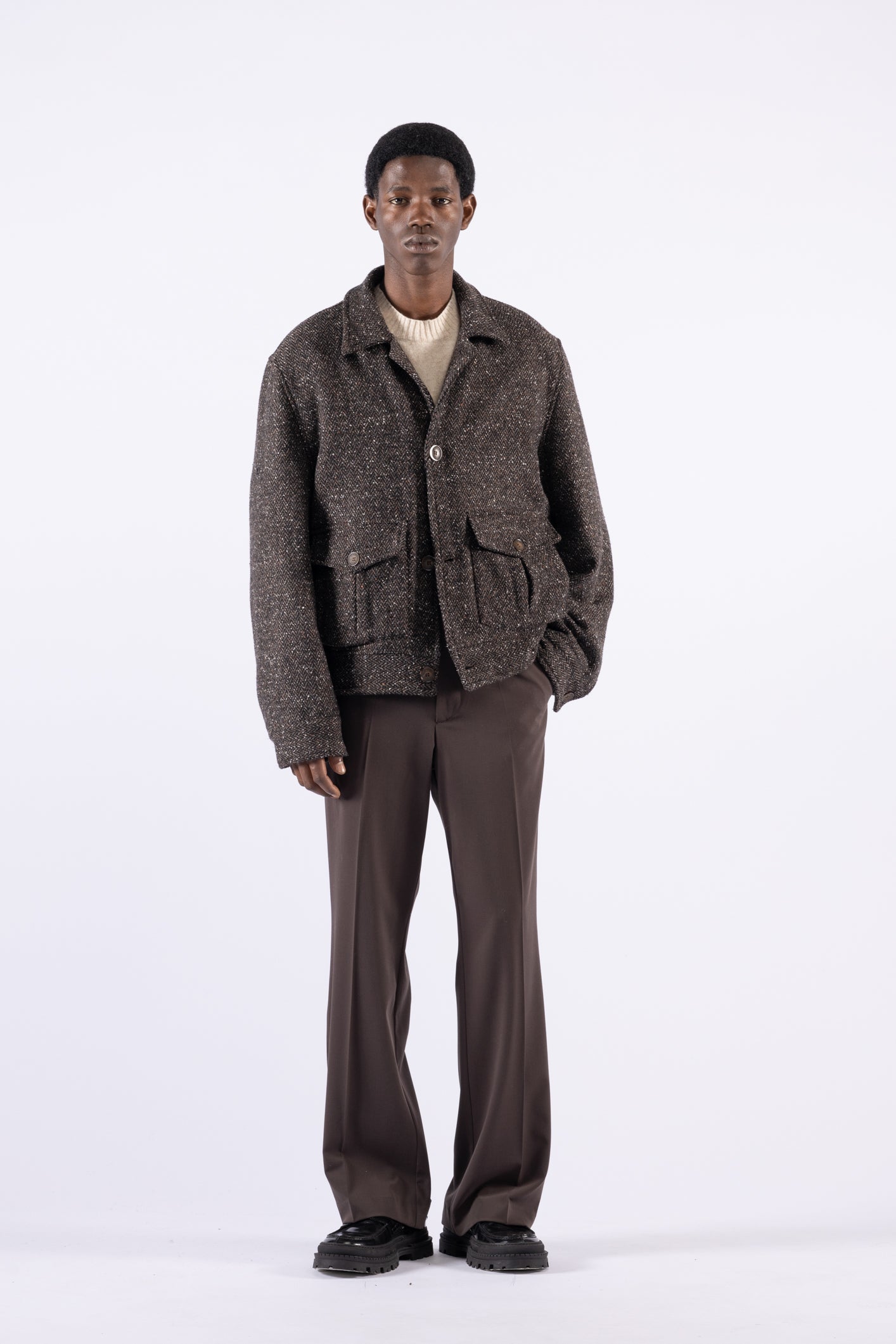 Veste en laine et soie avec poches - Moro