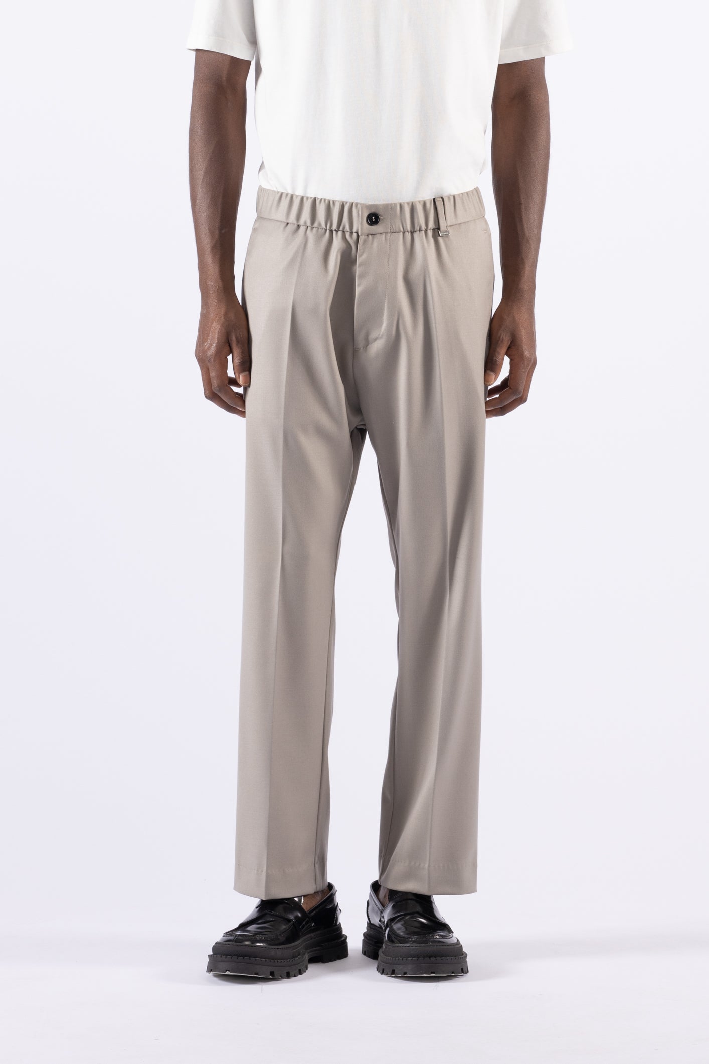 Pantalone con elastico gamba dritta - Mastice