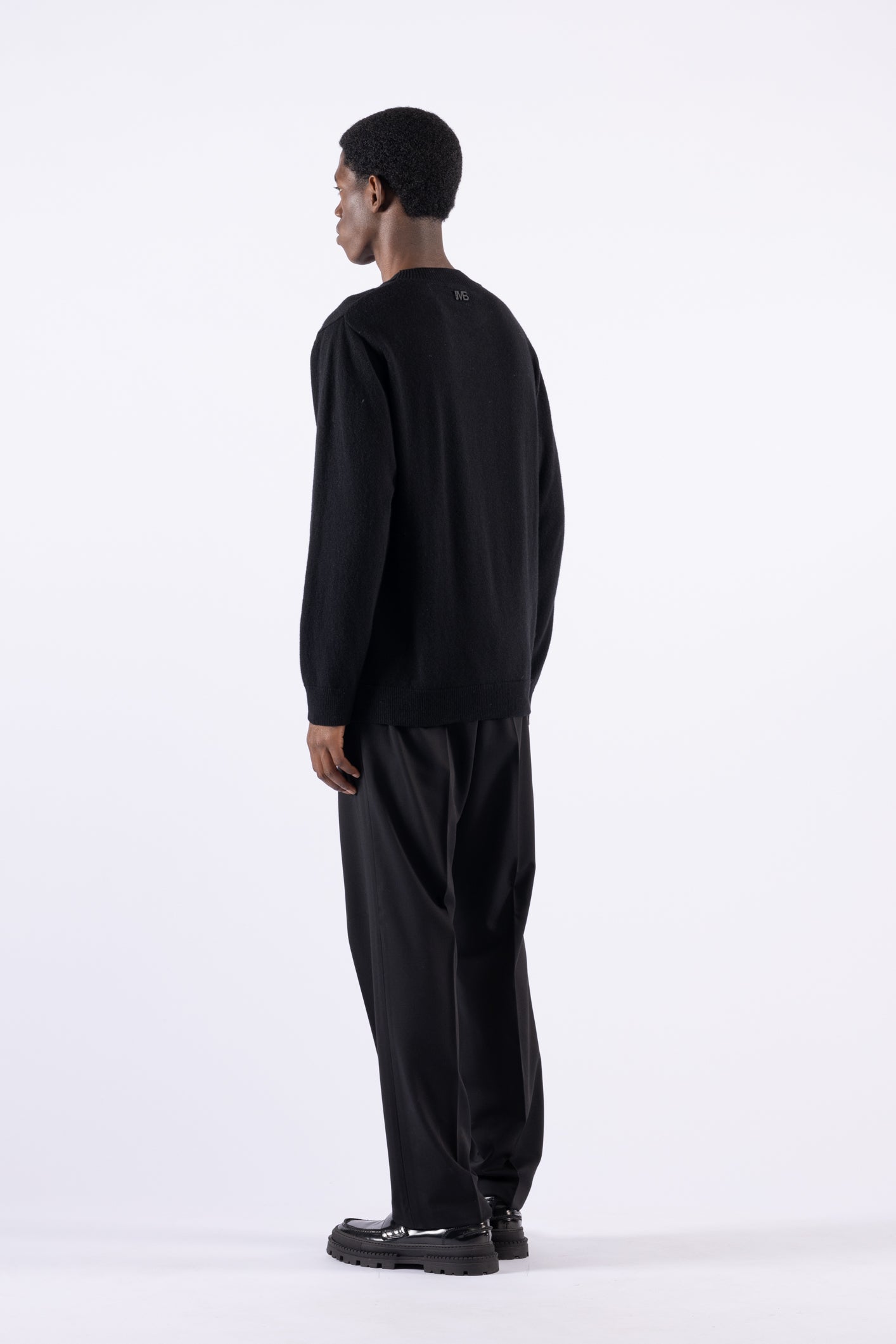 Pull en laine à col rond - Noir