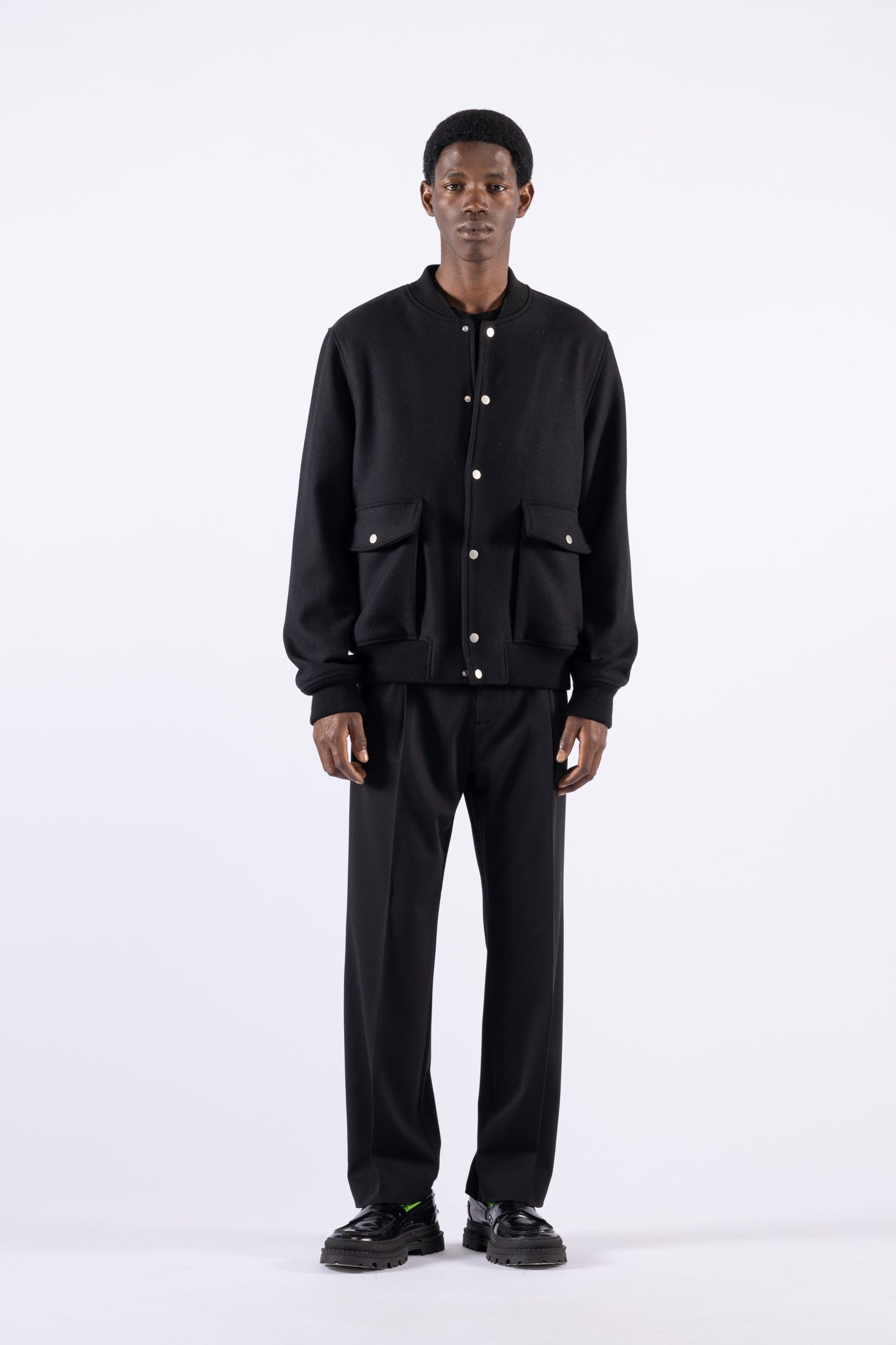 Blouson aviateur en laine - Noir