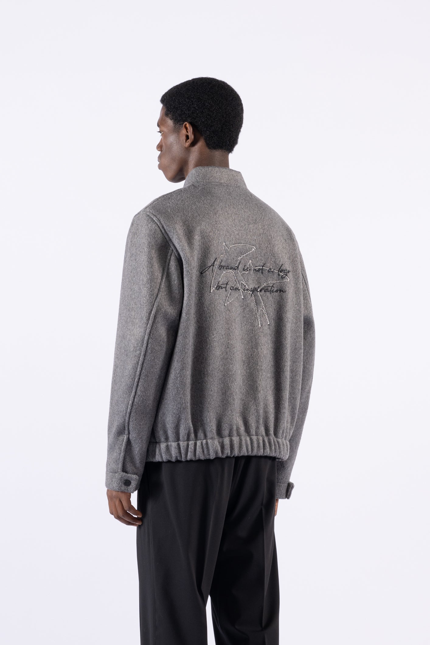 Blouson aviateur décontracté en laine mélangée - Gris