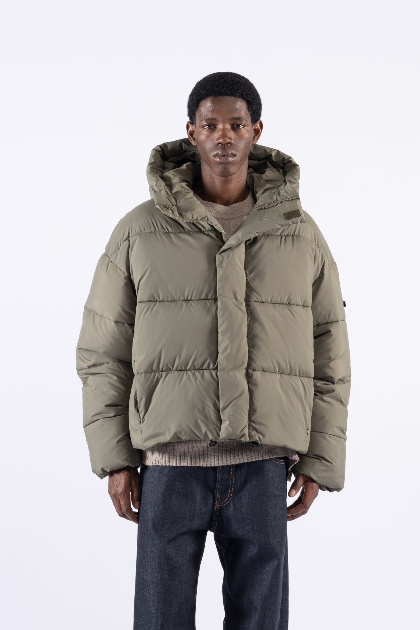 Doudoune oversize à capuche - Verte