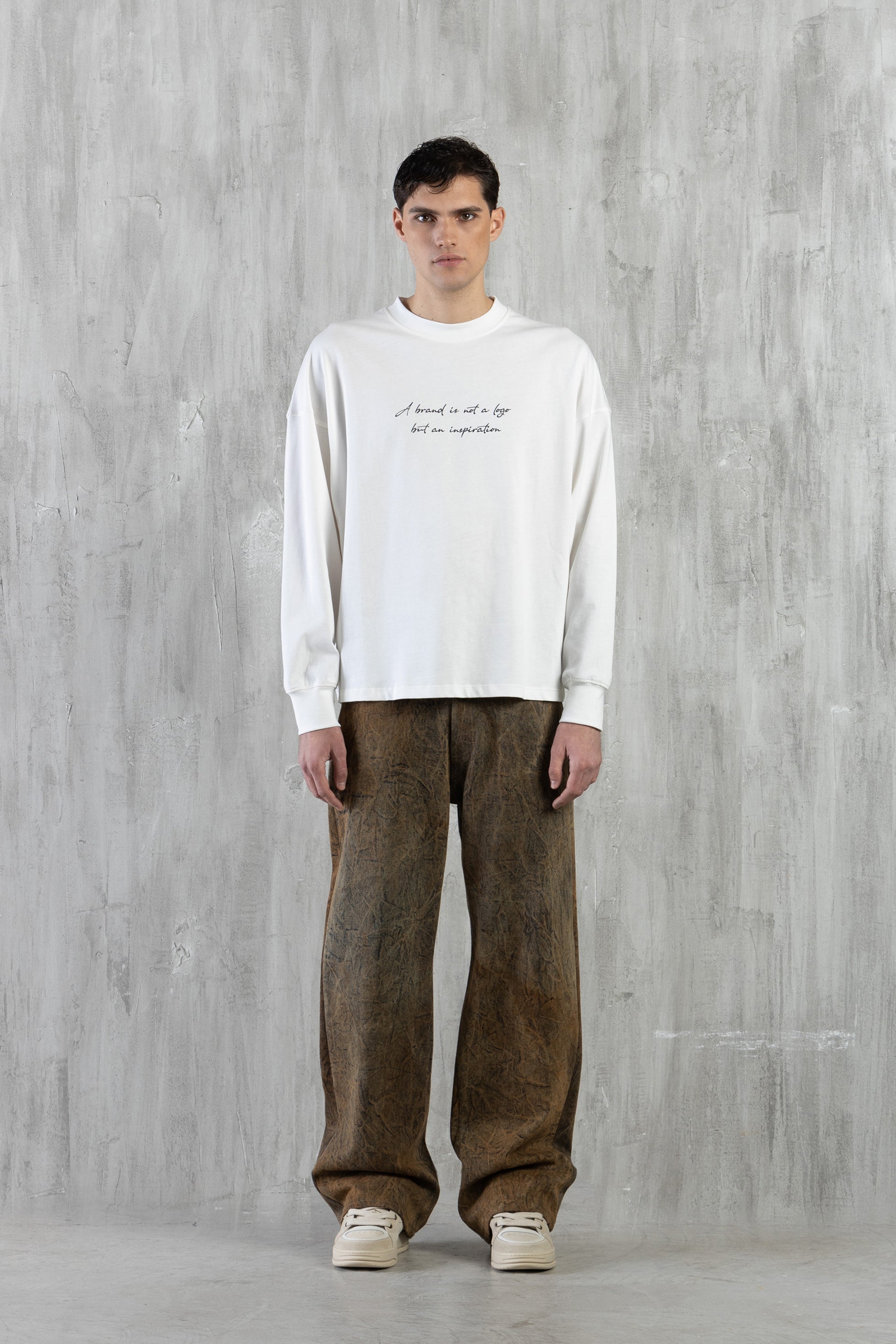 T-shirt oversize manica lunga - Panna