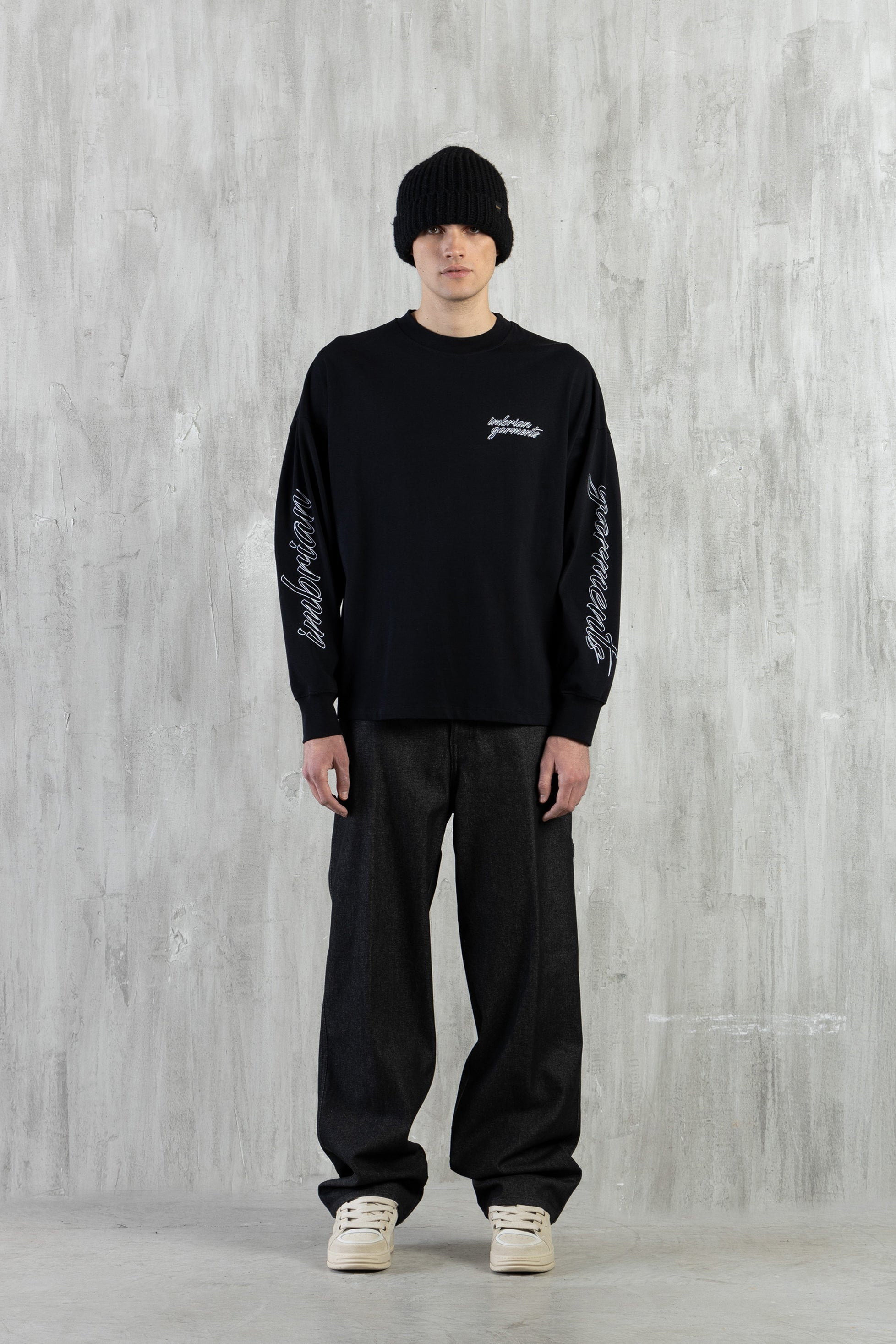 T-shirt oversize maniche lunghe - Nero