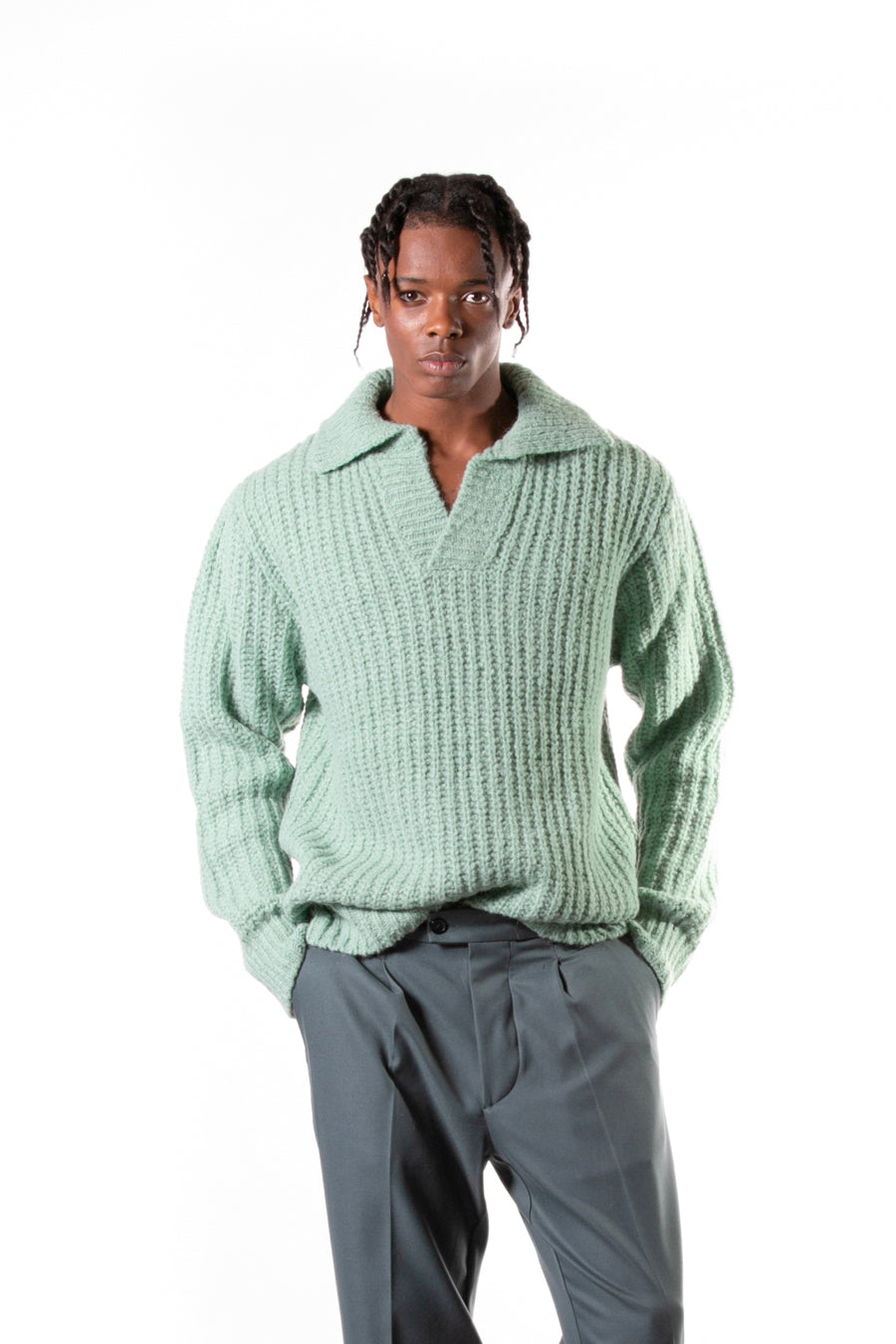 Polo oversize en maille verte
