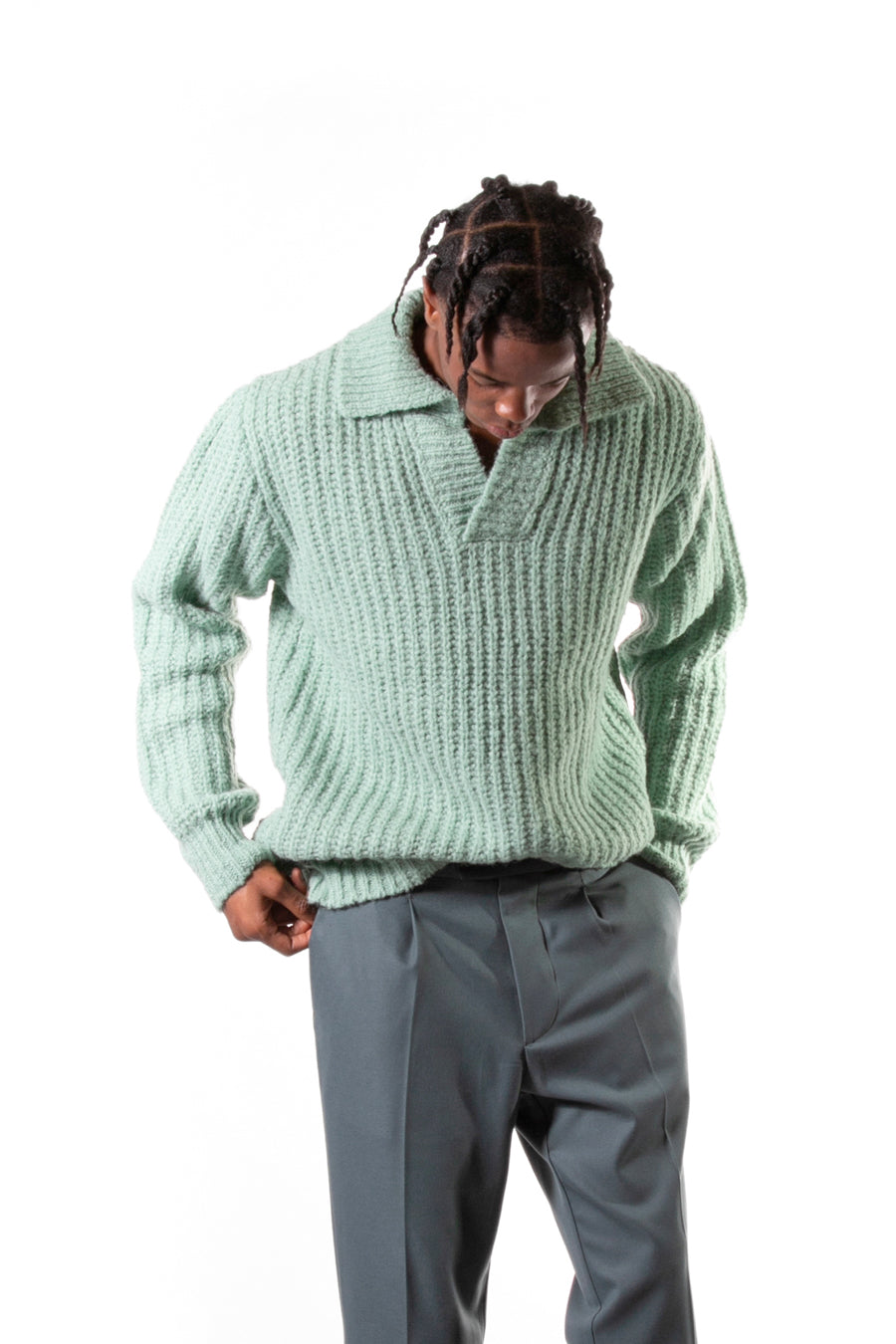 Polo oversize en maille verte