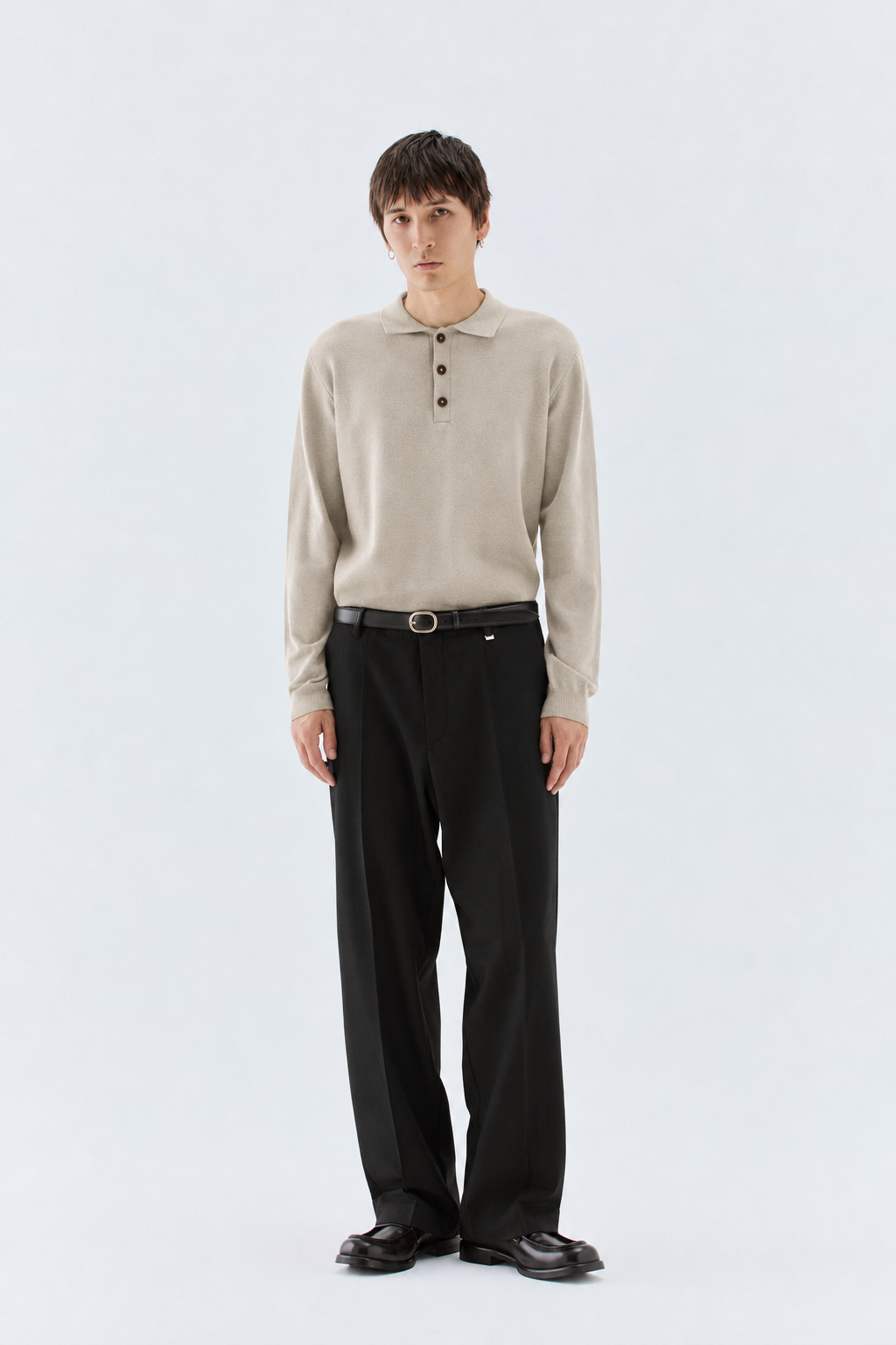 Polo in maglia rasata - Beige