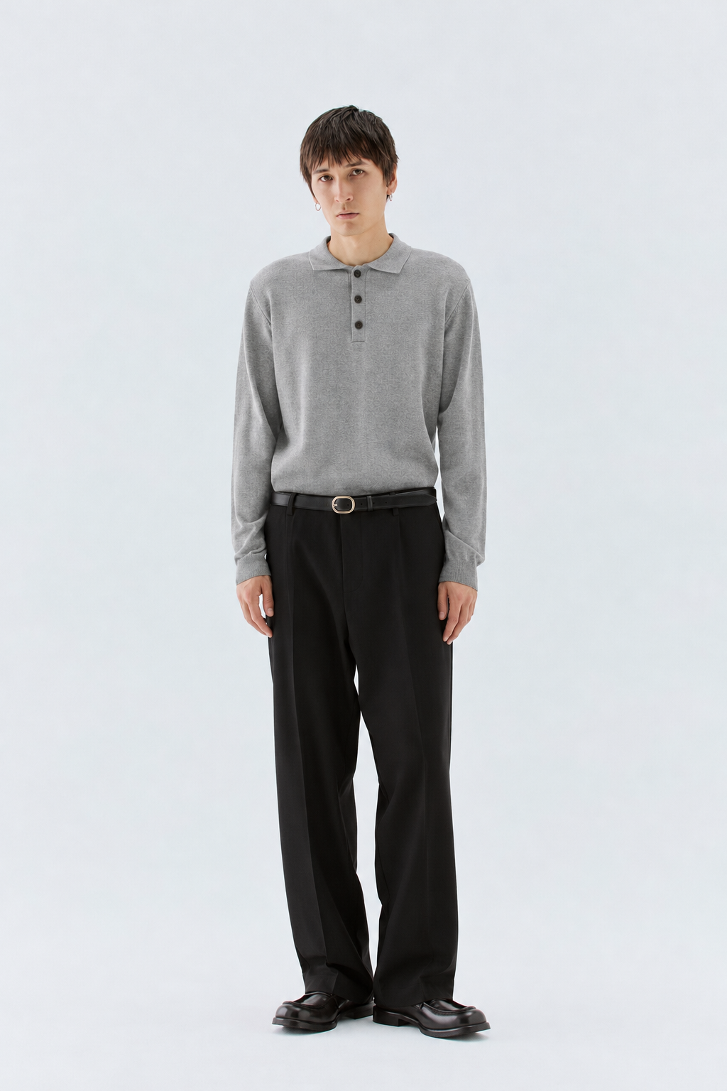 Polo in maglia rasata - Grigio