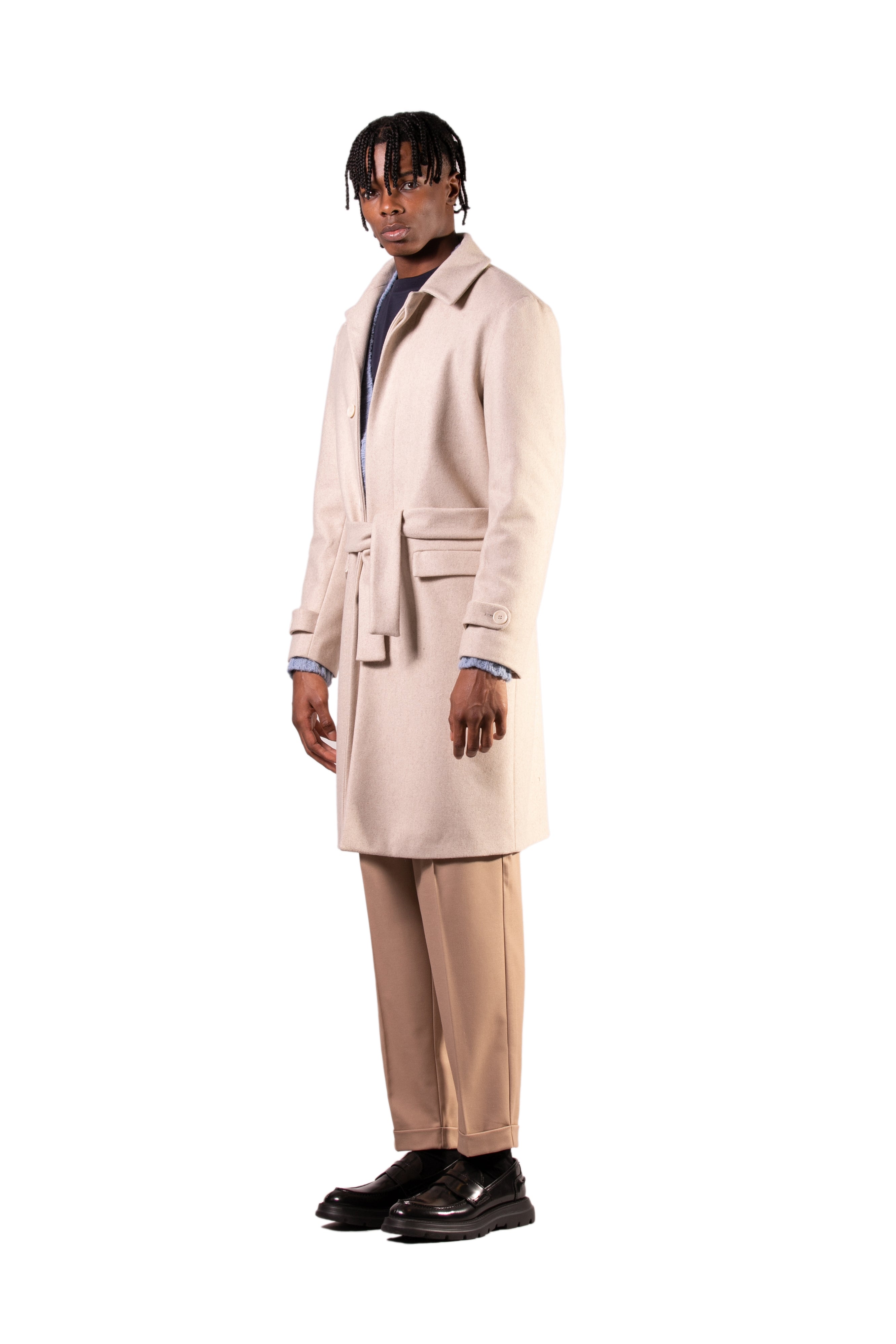 Manteau croisé en laine mélangée - Beige