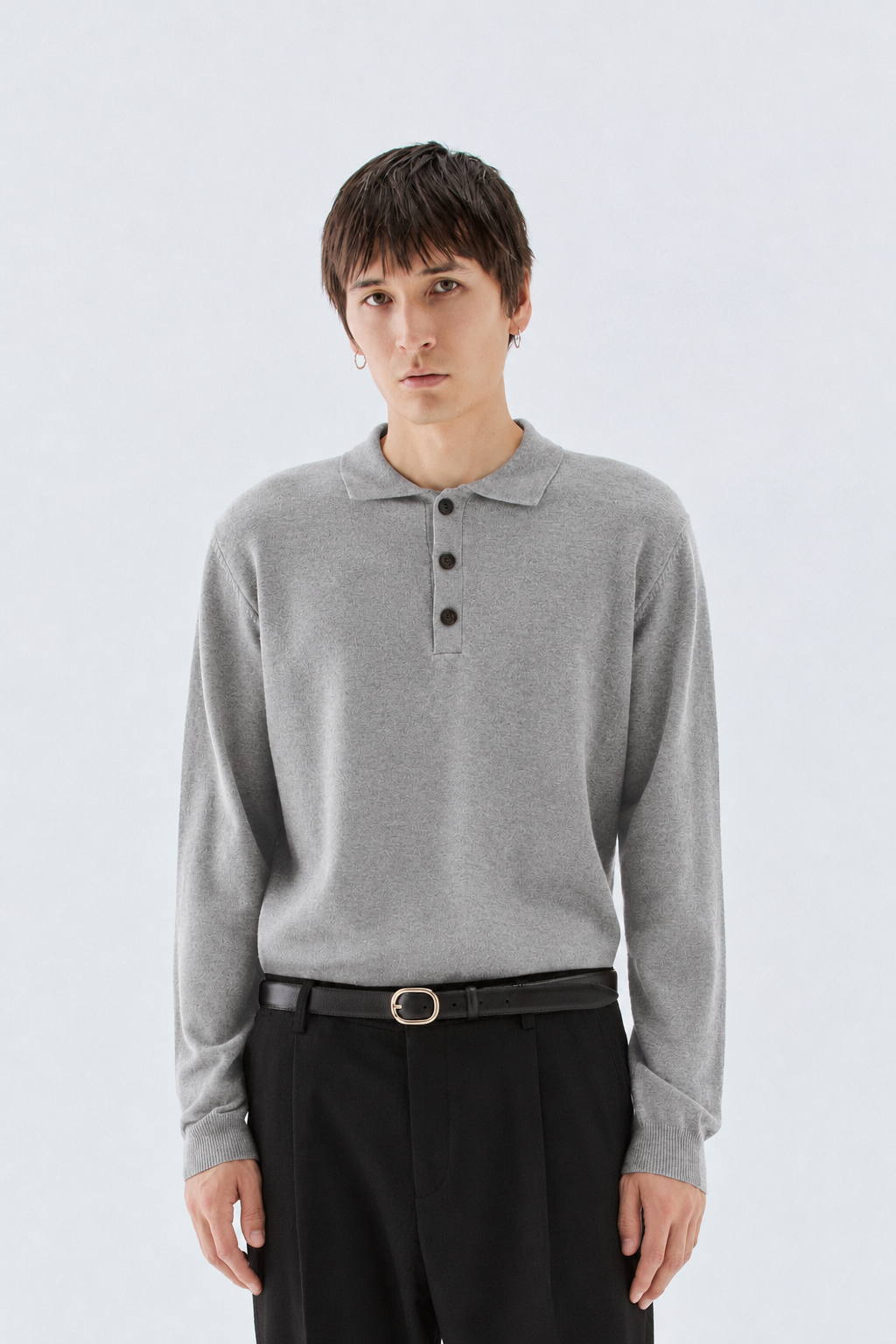 Polo in maglia rasata - Grigio