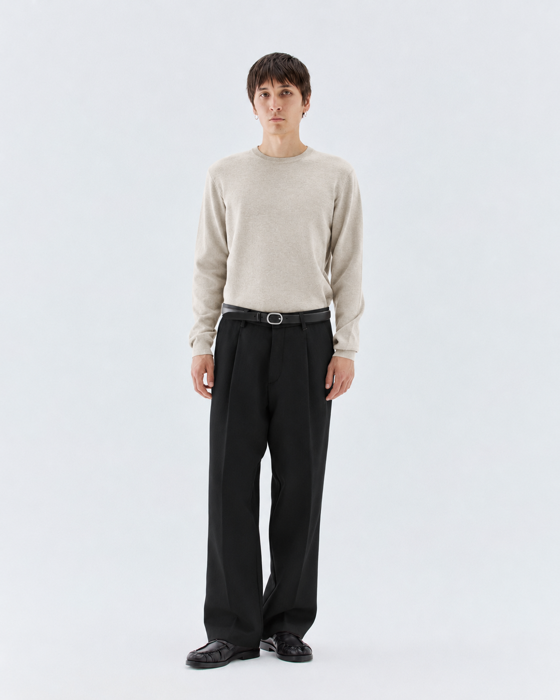 Girocollo in maglia rasata - Beige