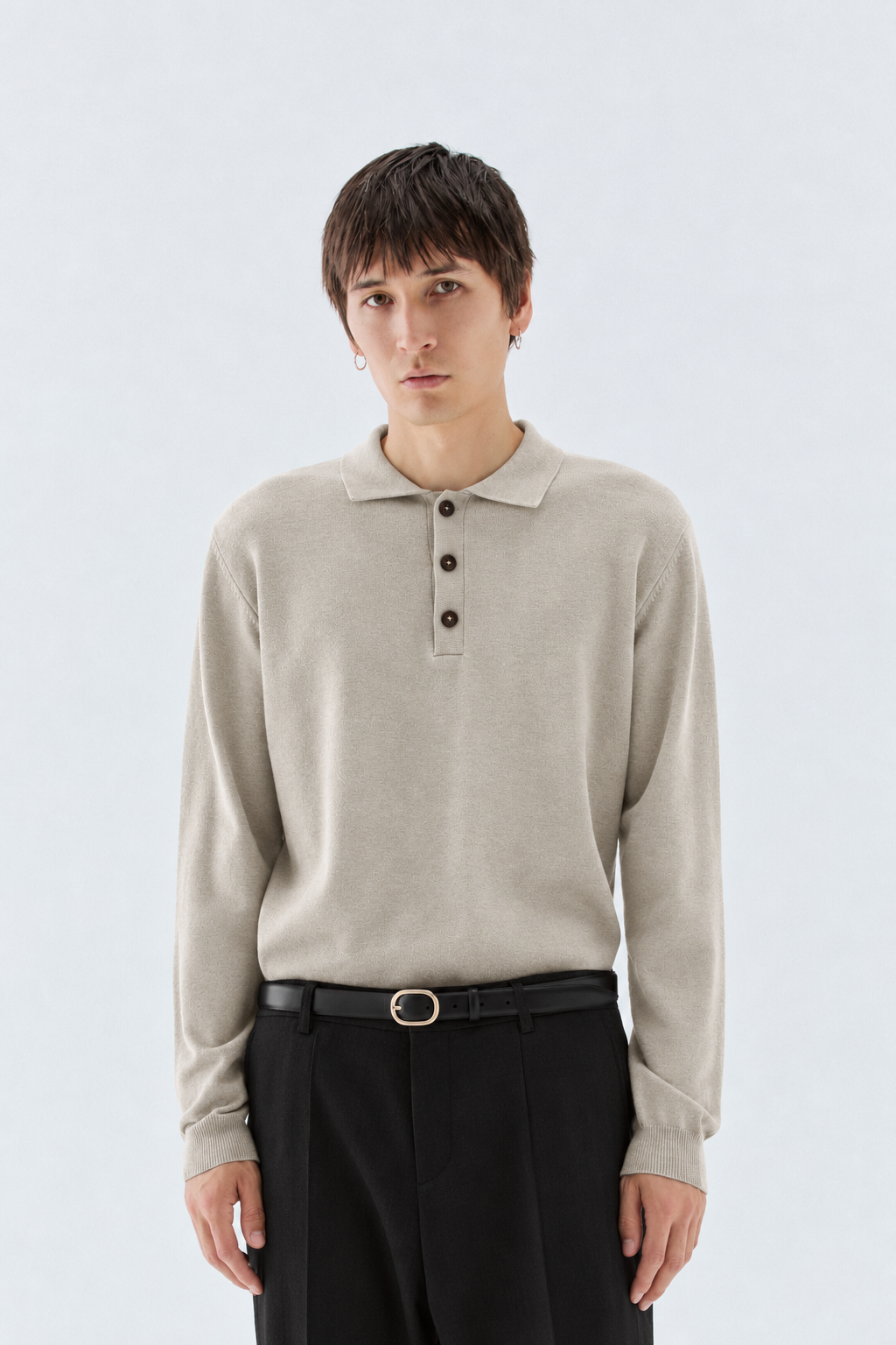 Polo in maglia rasata - Beige