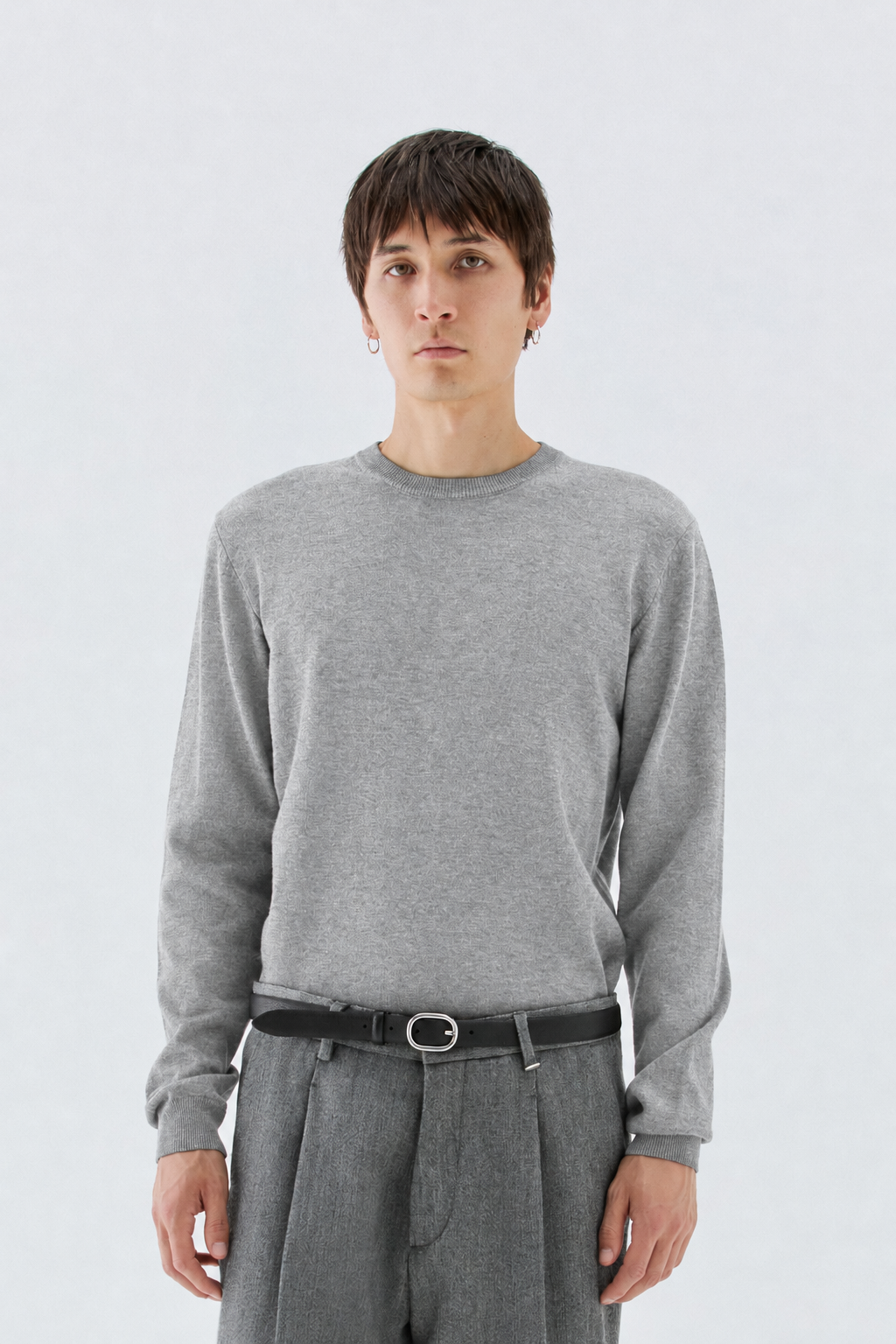 Girocollo in maglia rasata - Grigio
