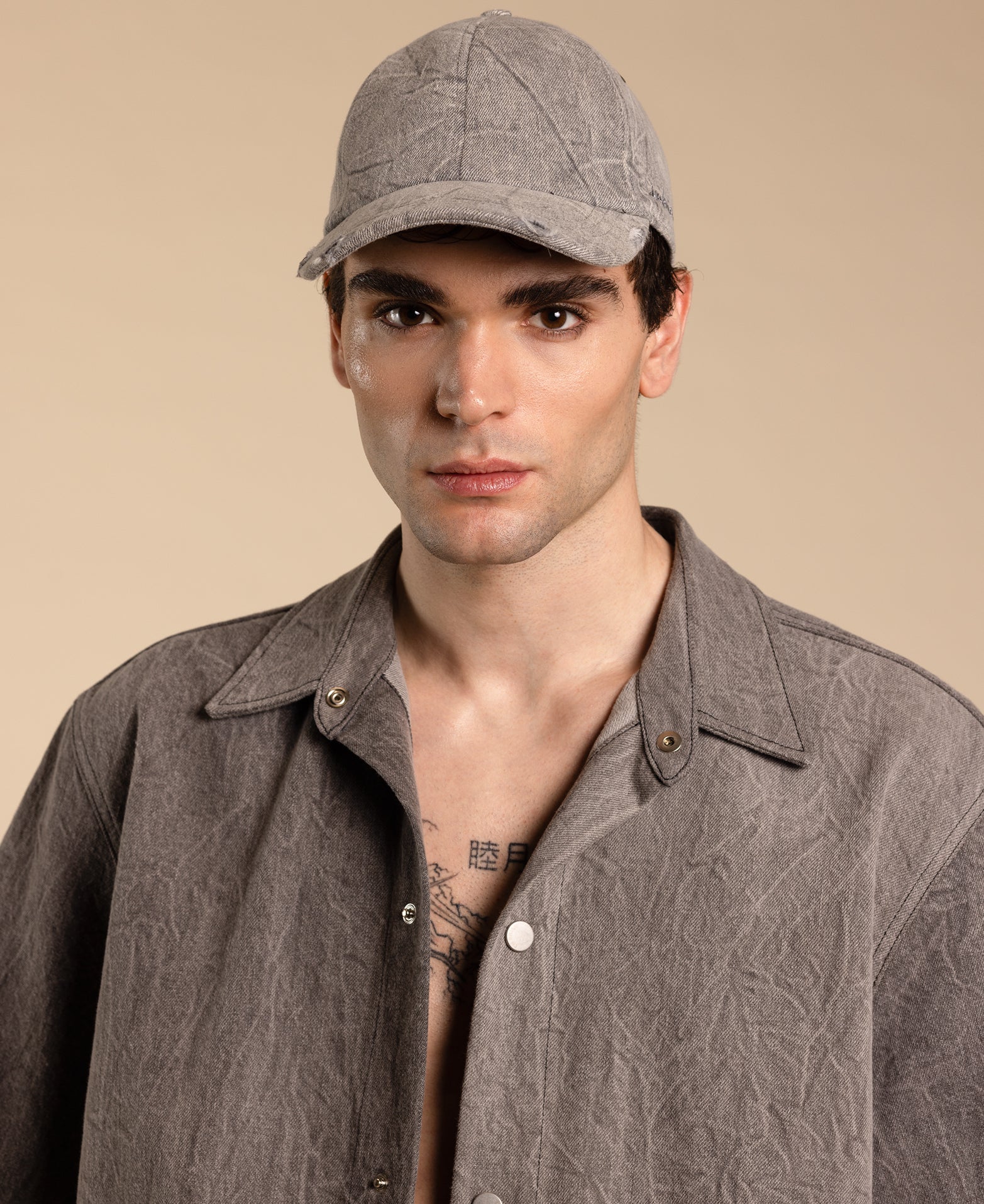 Cappello da baseball in cotone denim grigio