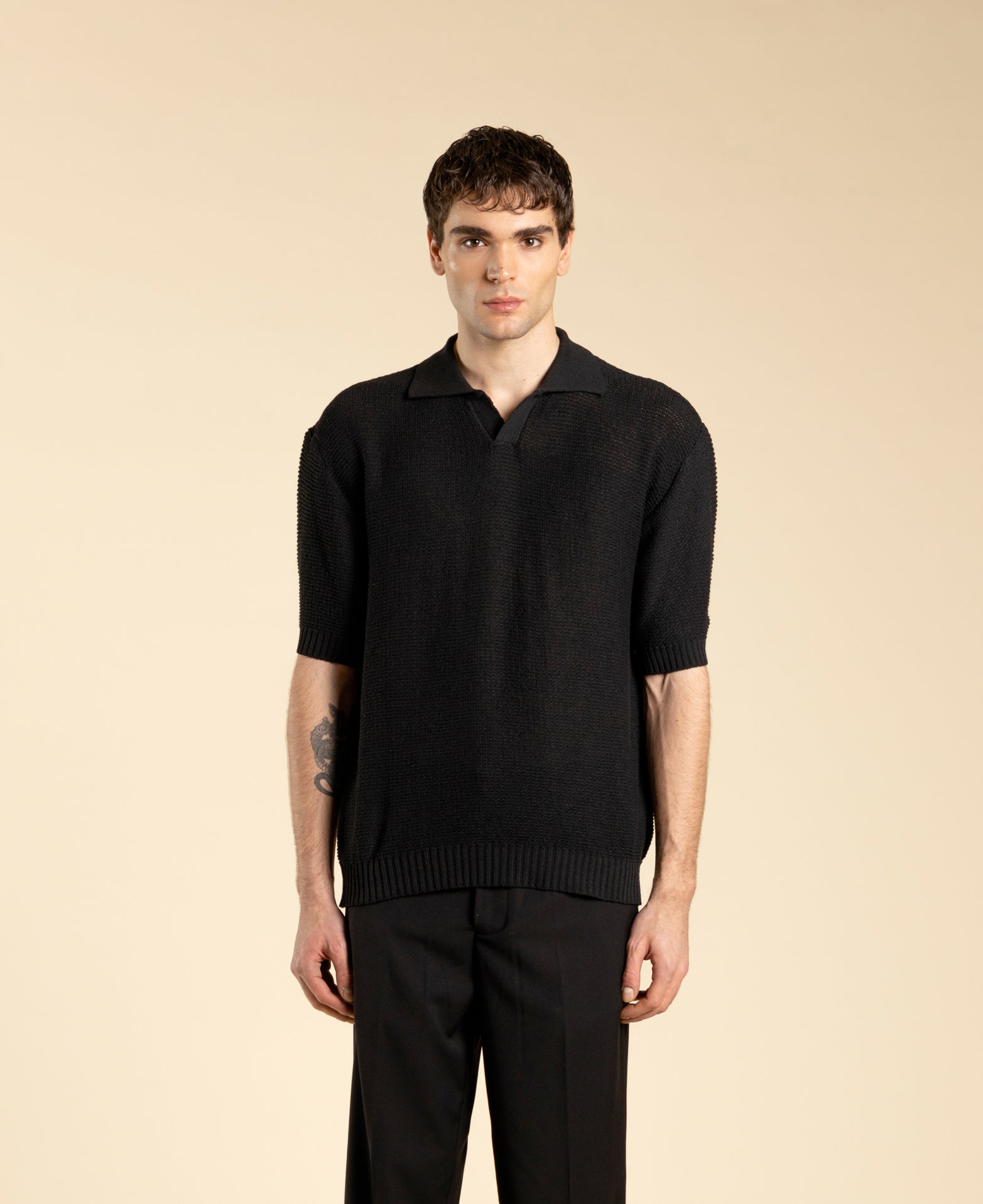 Polo en maille coupe classique - Noir