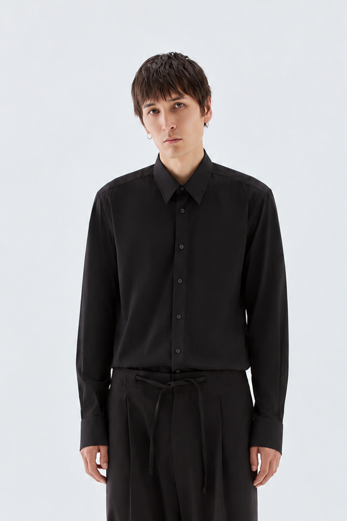 Camicia basic in cotone - Nero