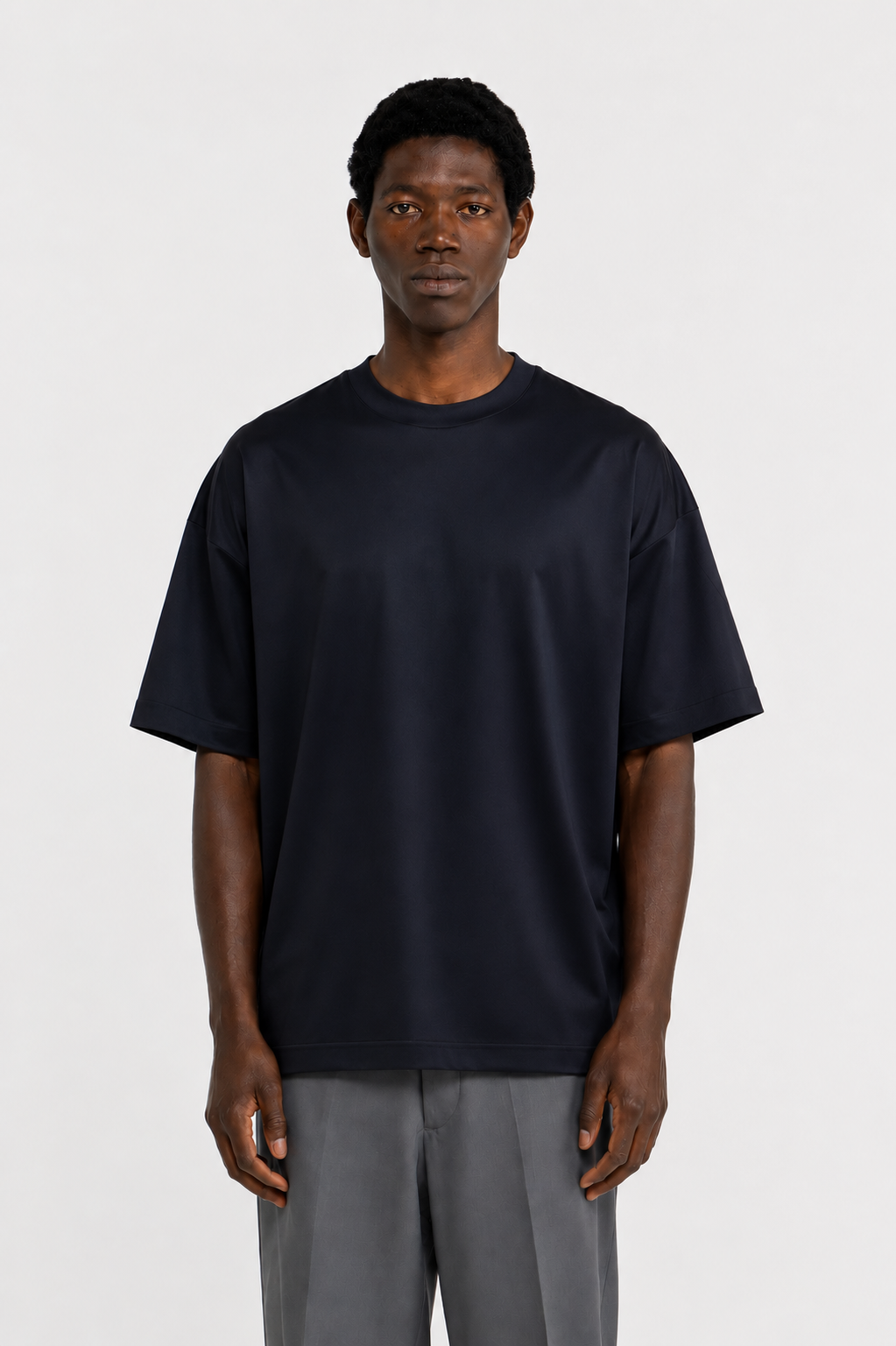 T-shirt in cotone mercerizzato oversize - Blu