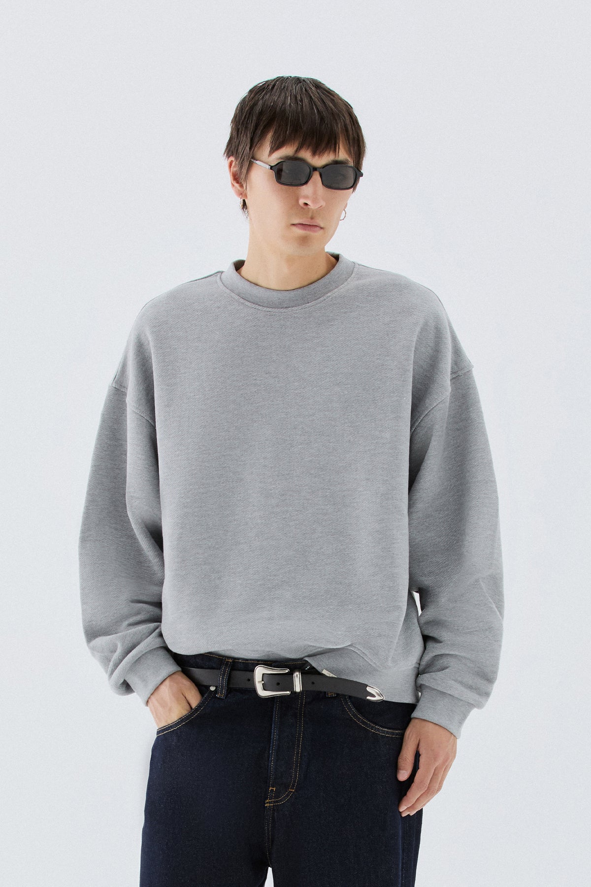 Felpa girocollo oversize - Grigio