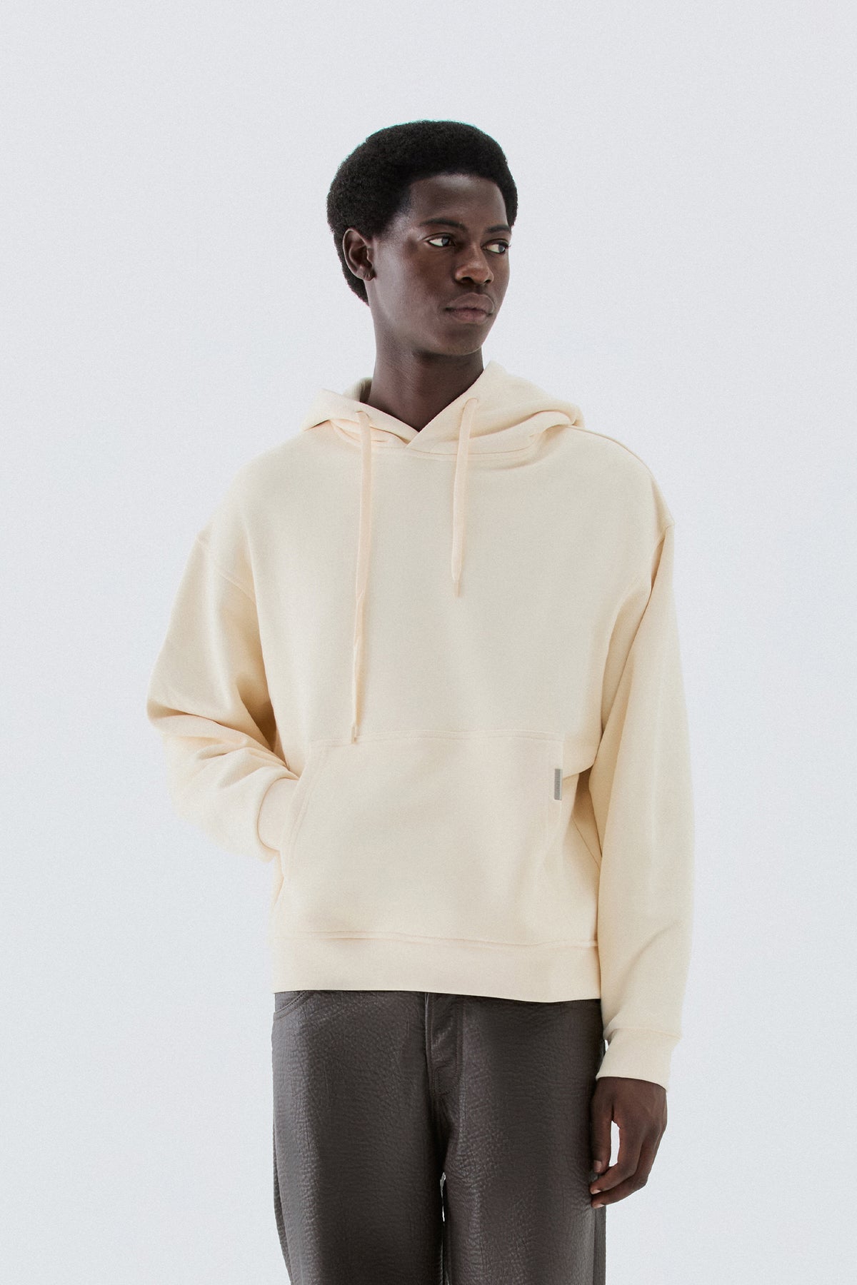 Felpa oversize in cotone - Panna