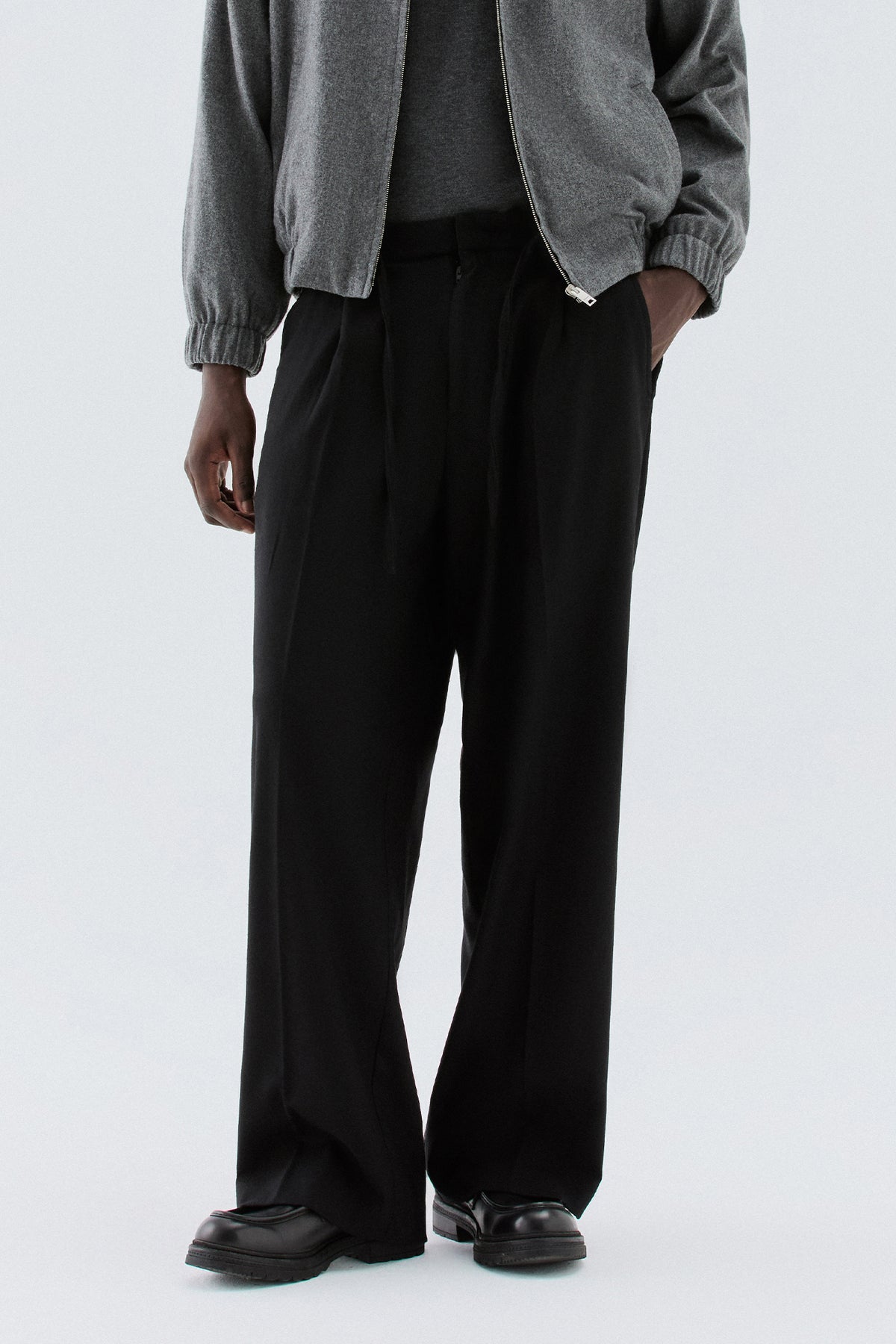 Pantaloni coulisse in lana - Nero