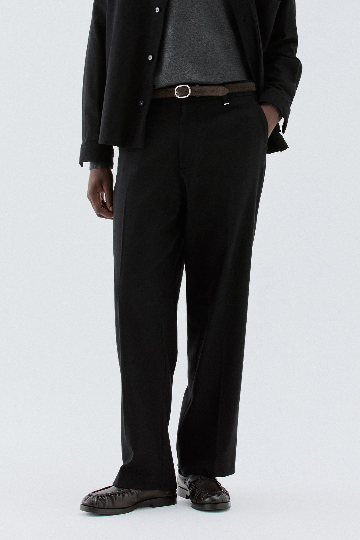 Pantaloni larghi in lana - Nero