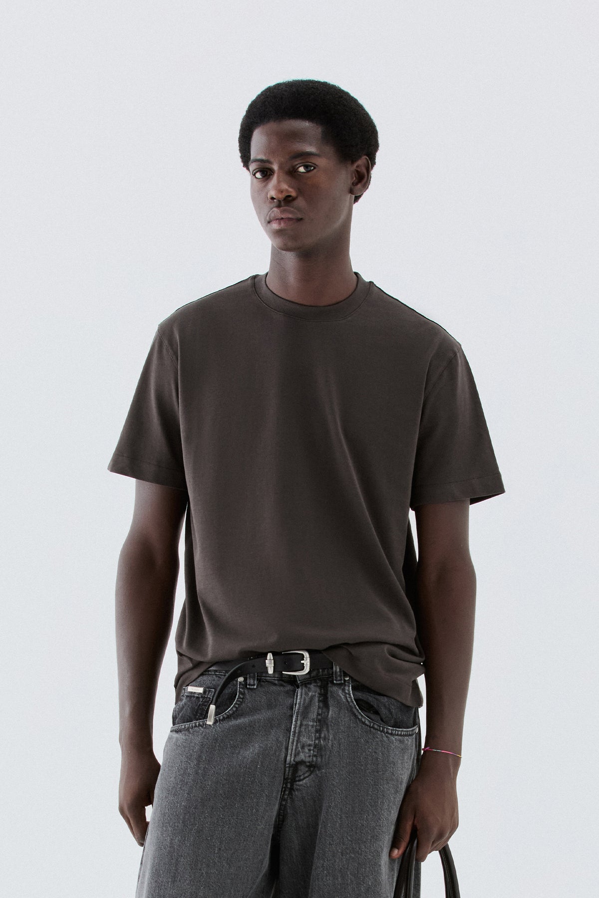 T-shirt regolare in cotone - Moro