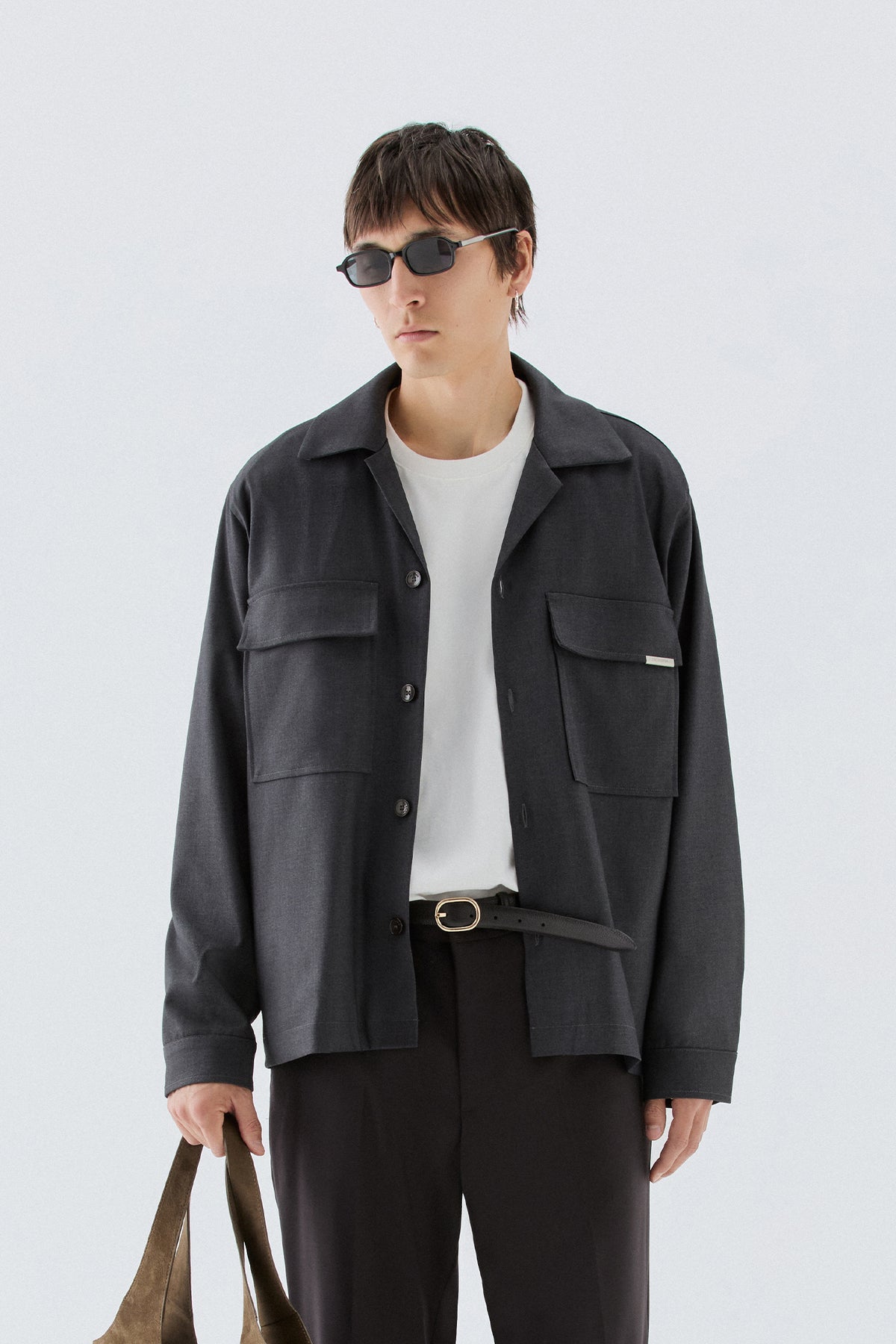 Overshirt con tasconi - Grigio