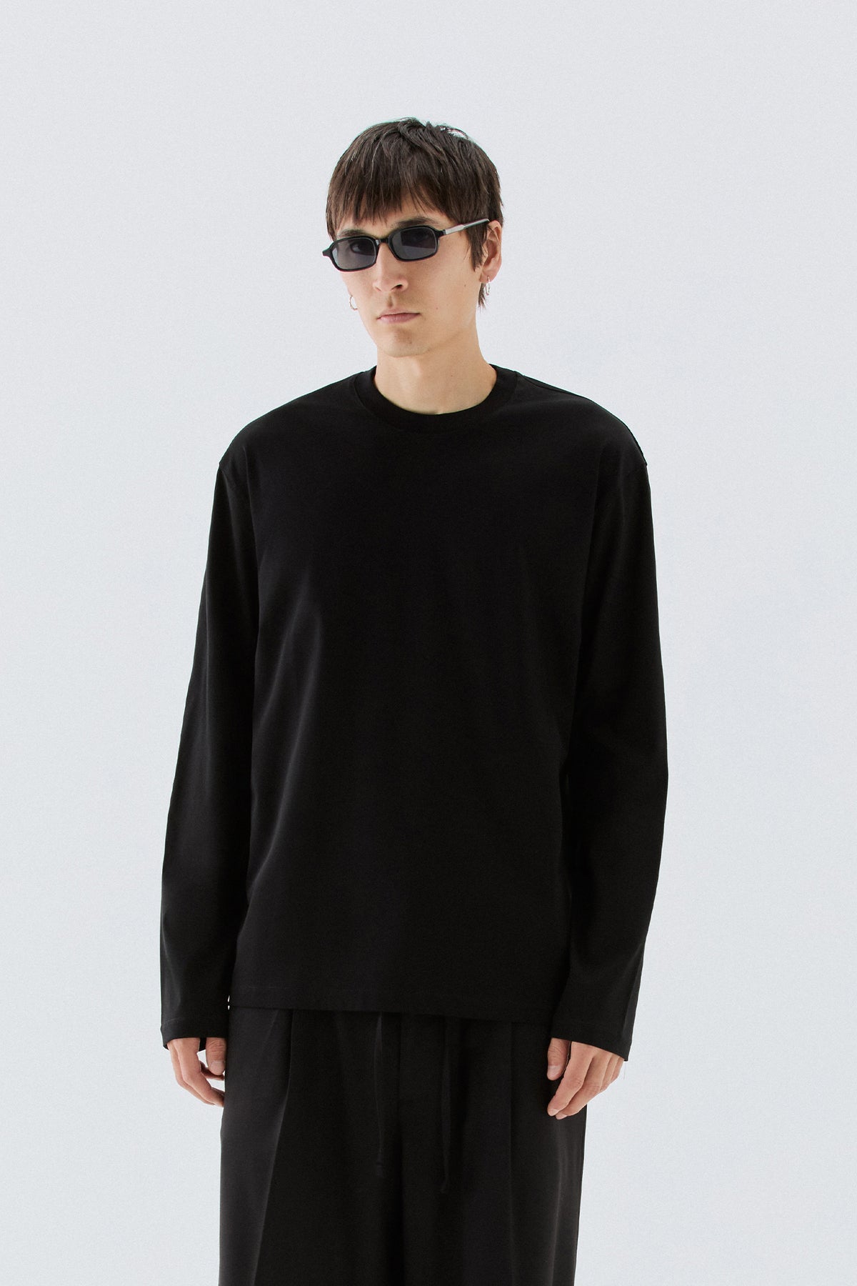 T-shirt in cotone mercerizzato - Nero