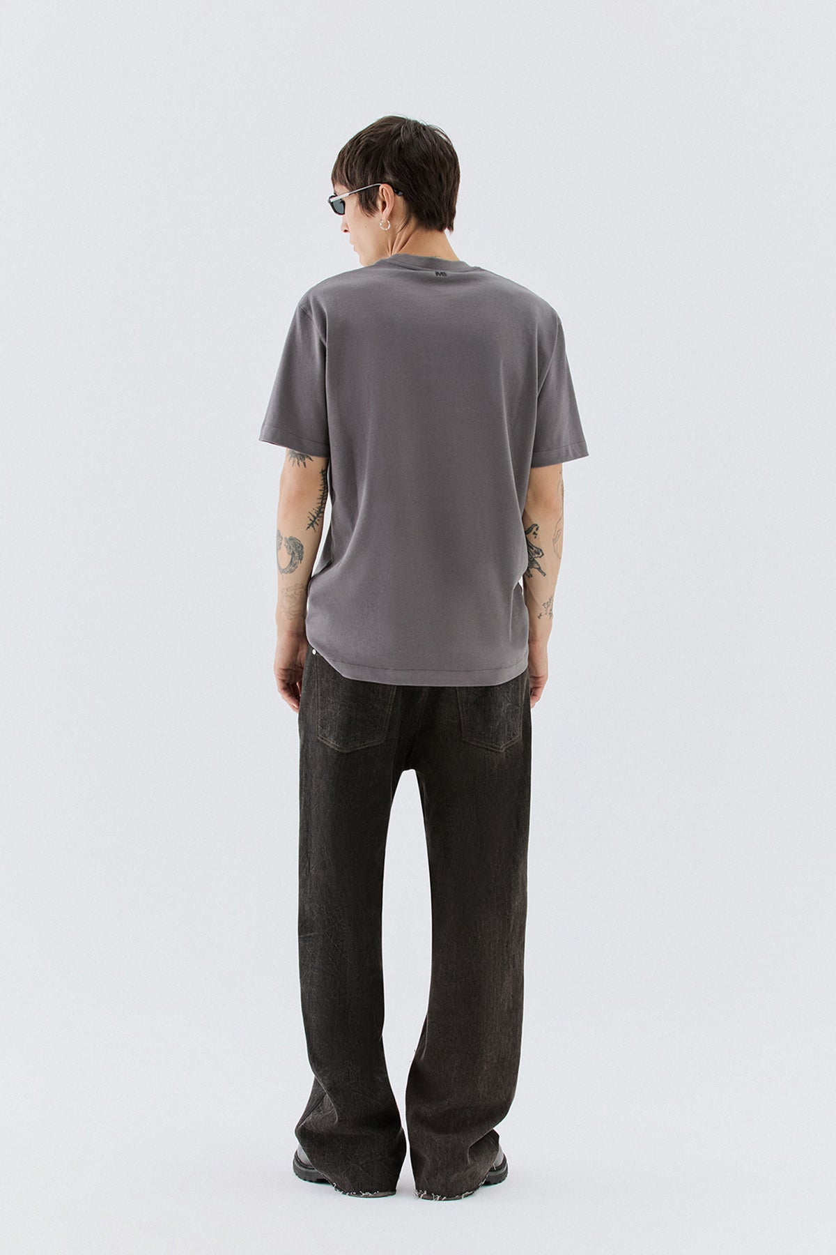 T-shirt regolare in cotone - Grigio