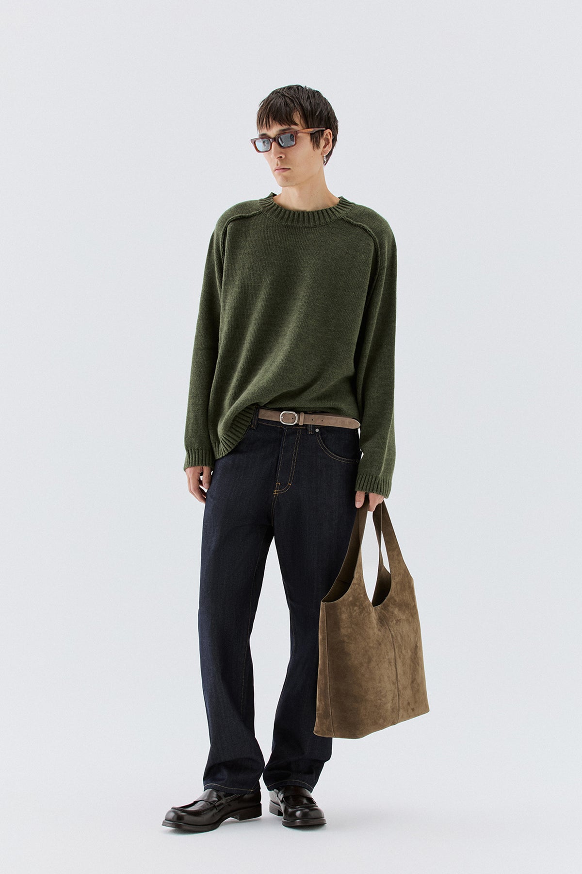Jeans dritti in raw denim
