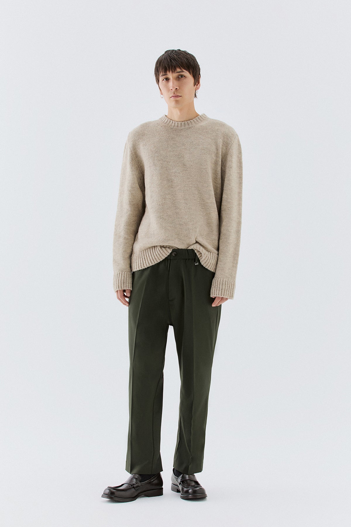 Pantaloni dritti con elastico - Verde
