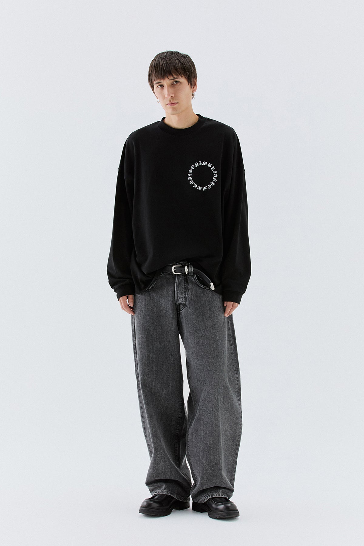 T-shirt in jersey con logo - Nero