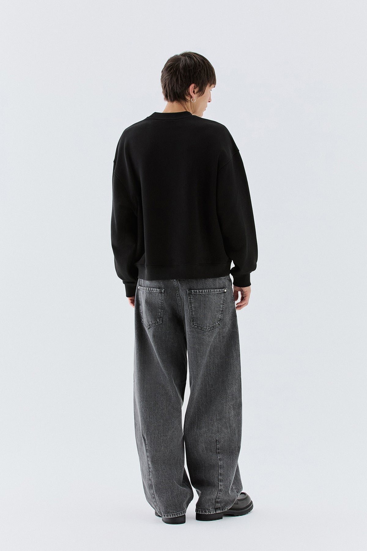 Felpa girocollo oversize - Nero