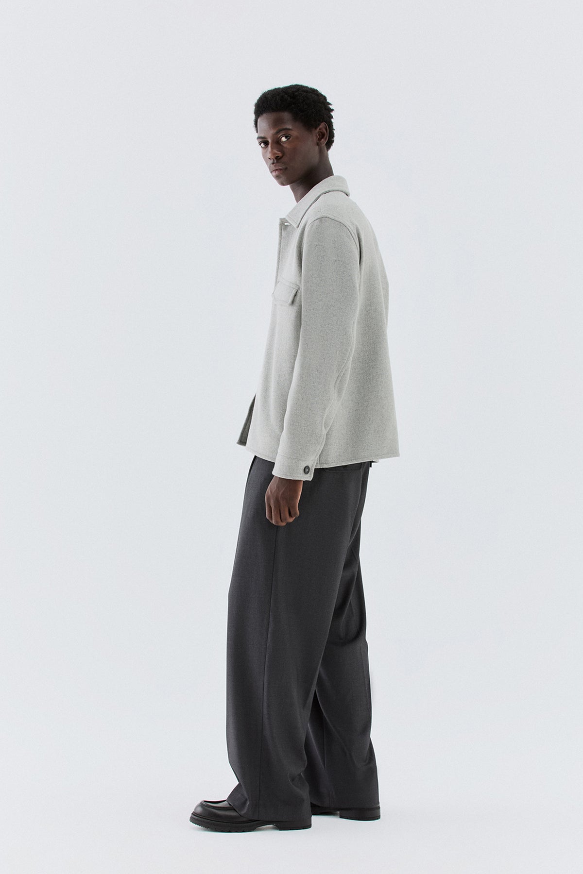 Overshirt in lana - Grigio